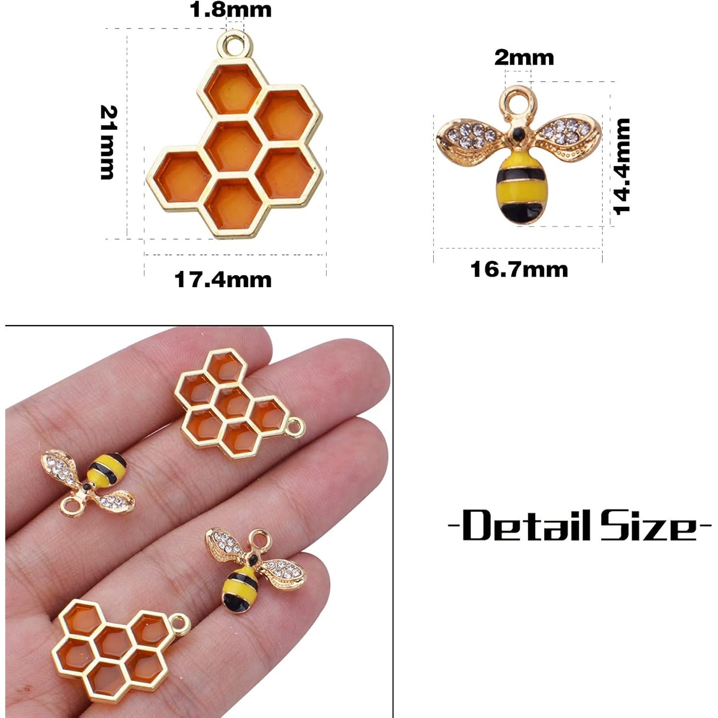 20pcs Enamel Bee Charms Honeycomb Charms Rhinestone Honey Bee Pendant Charms Craft Supplies for DIY Earrings Necklace Bracelet Jewelry Making Accessories