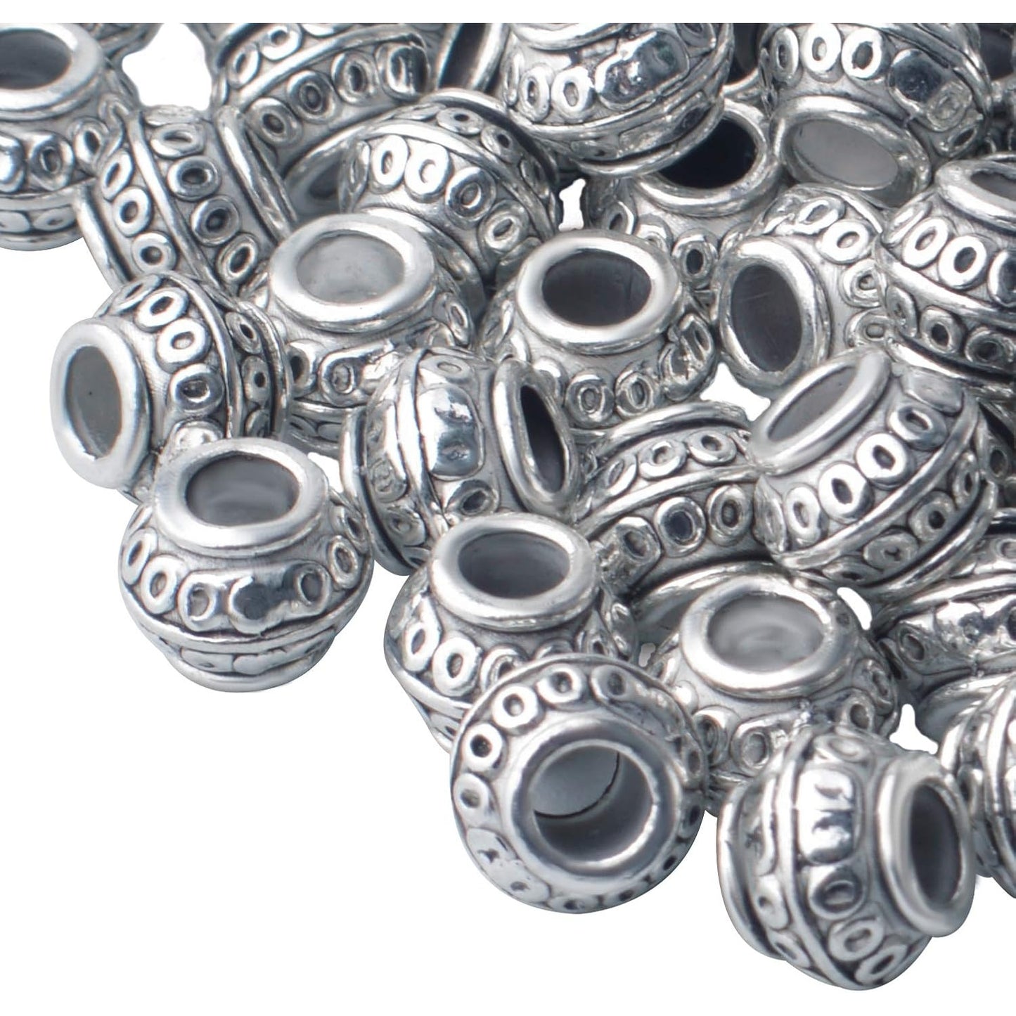 100pcs 8mm Tibetan Antique Silver Large Hole Spacers Beads Alloy Bicone Bead Spacers Round Loose Spacers Jewelry Bead Charms for DIY Jewelry Crafts Making Supplies, Hole:3.8mm