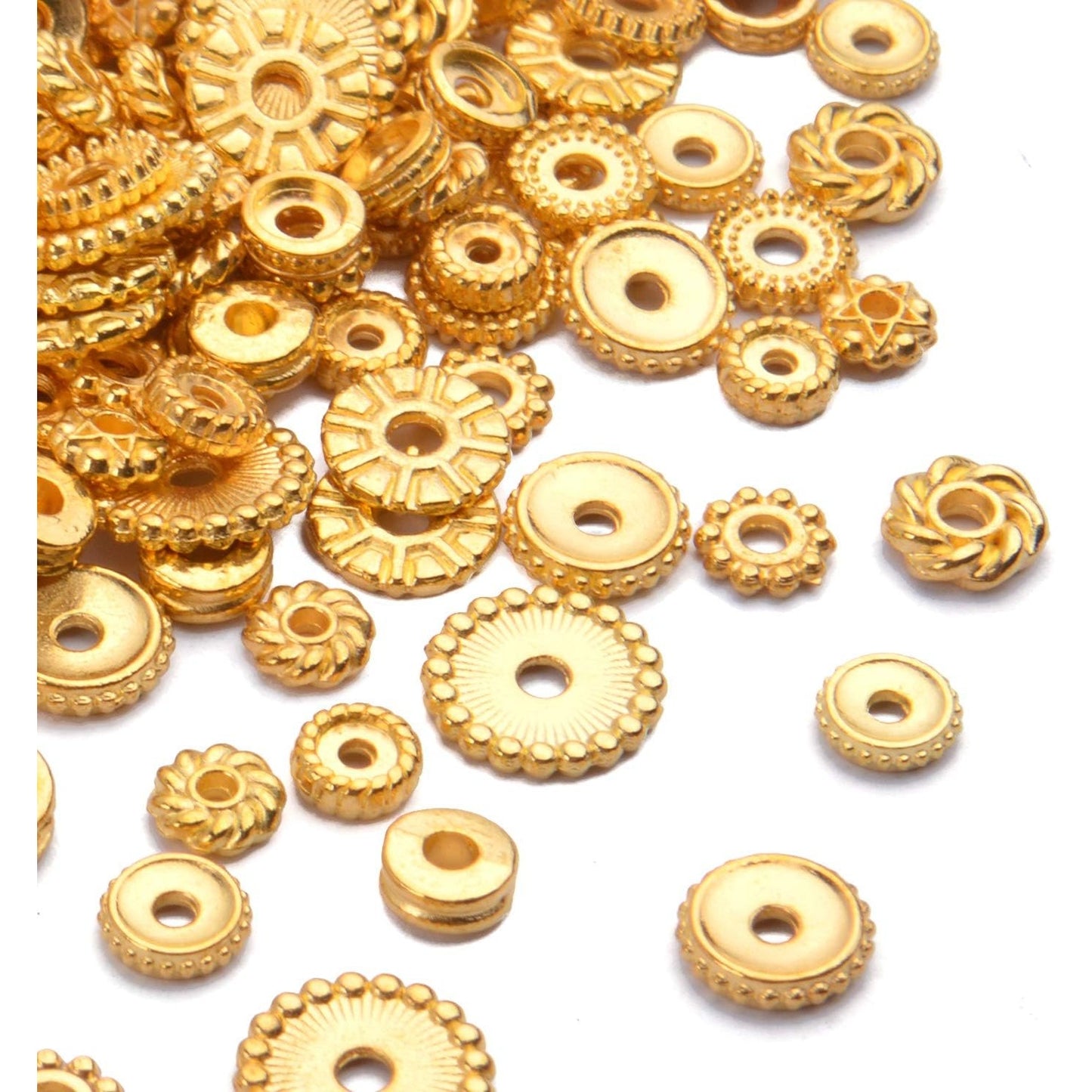 100 Gram(About 170-300pcs) Spacer Beads Jewelry Bead Charm Spacers Alloy Spacer Beads for Jewelry Making DIY Bracelets Necklace and Crafting,Gold