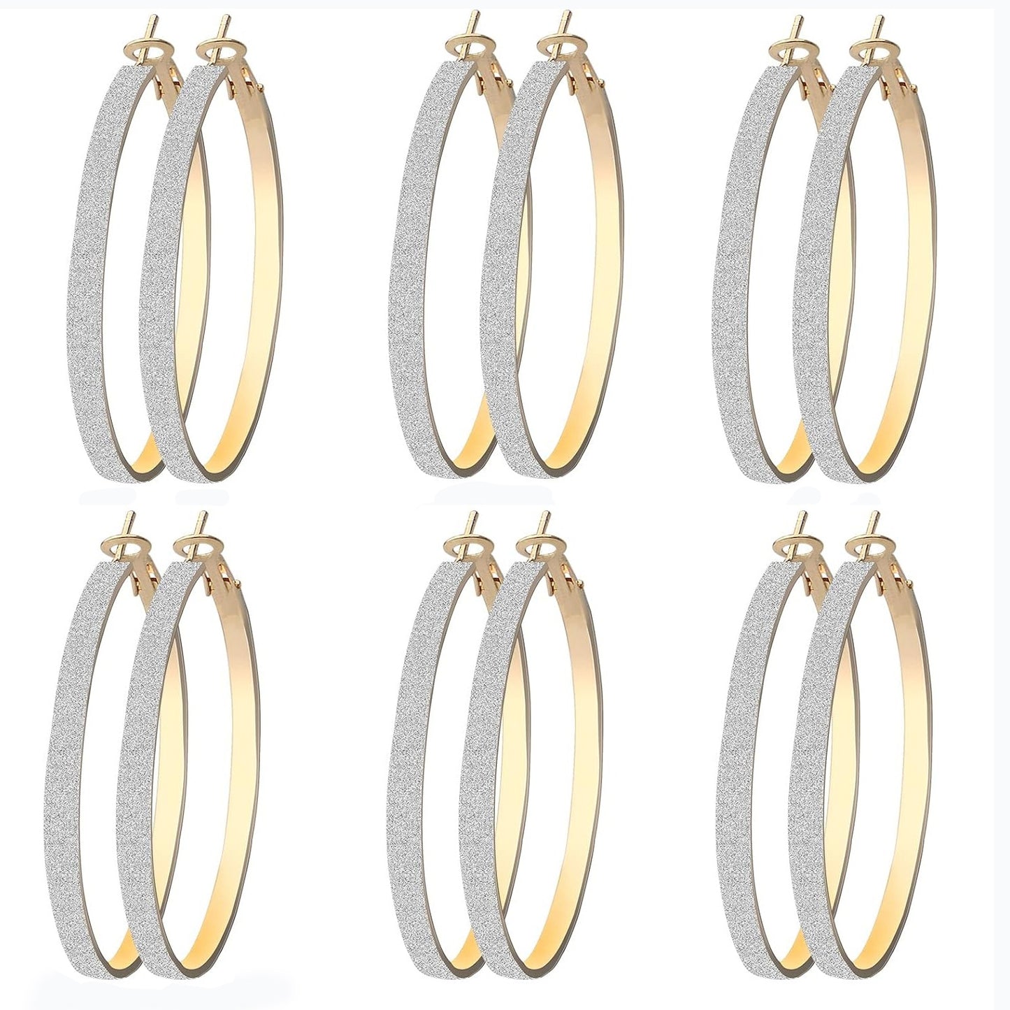 6 Pairs Hoop Earrings Set, Hypoallergenic Big Circle Beading Earrings Classic Christmas Round Hoop Earrings for Women Wedding Party Favor Gifts(Golden, Silver)