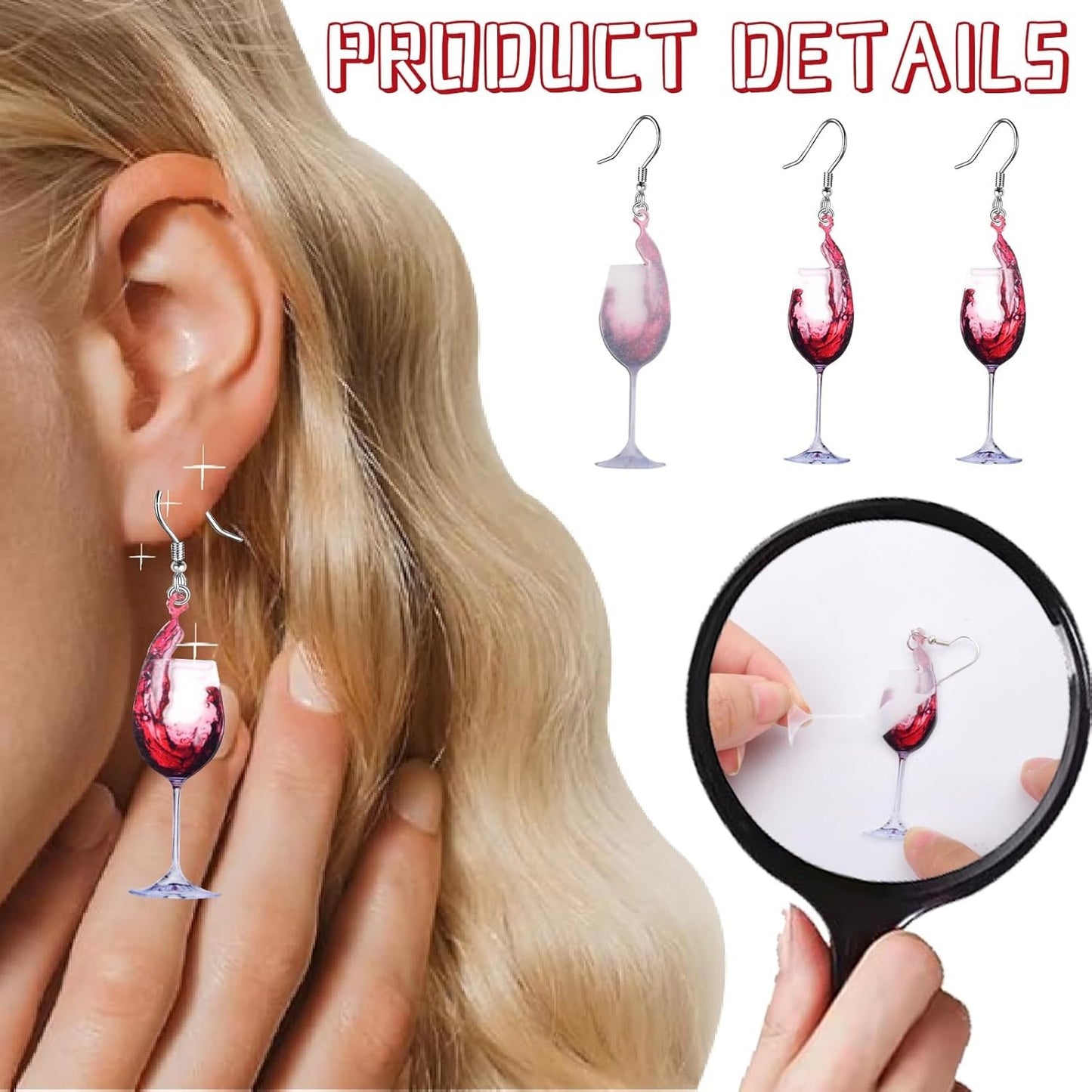 1 Pair of Wineglass Red Wine Dangle Earrings Acrylic Fashion Wine Glass Cup Statement Beer Festival Drop Earring Hooks for Women Gifts