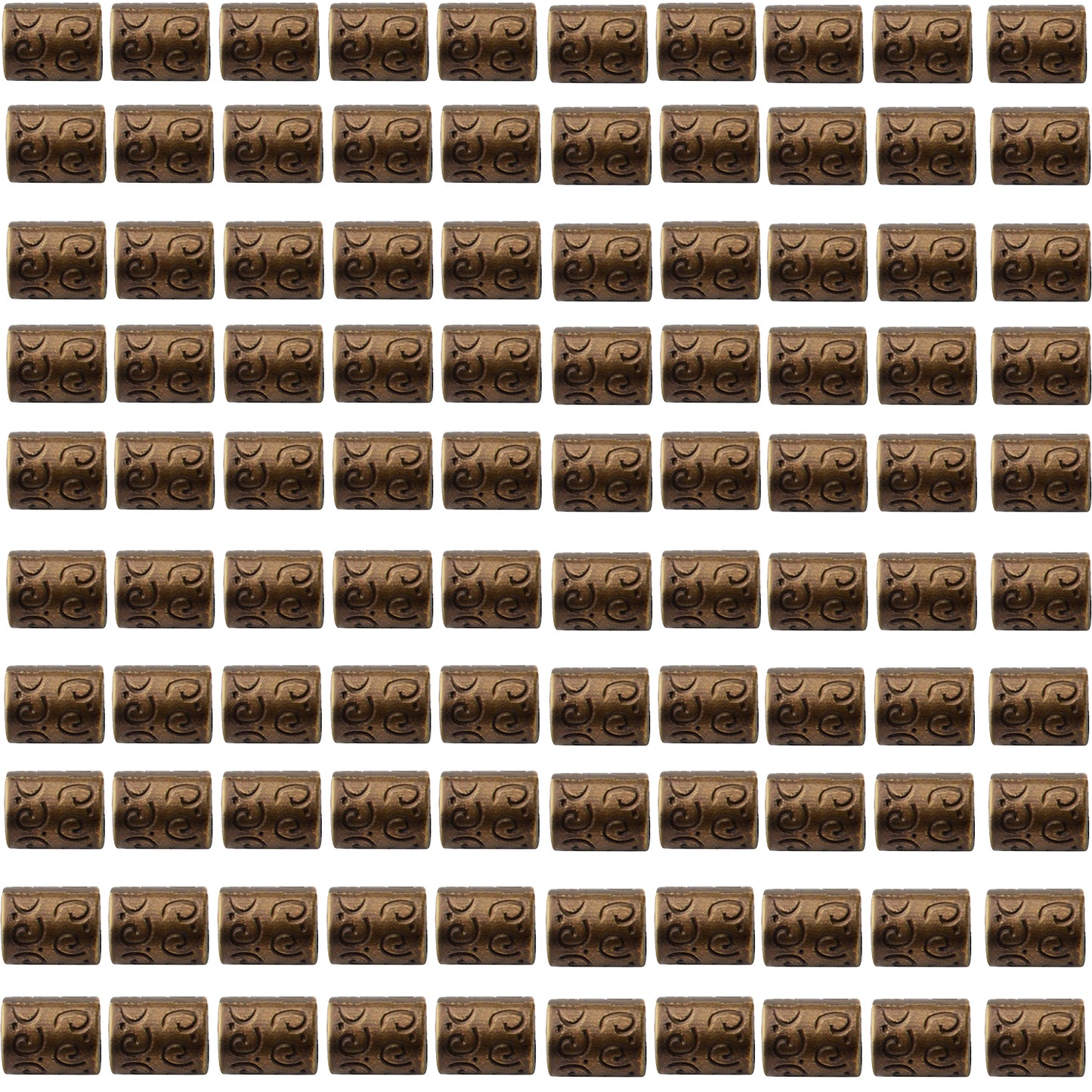 Large Hole Spacer Beads, 100pcs Column Alloy Tube Loose Beads, Silver/Bronze, Cylindrical, 10mm x 8mm, 5.6mm Hole, DIY Jewelry Craft Making