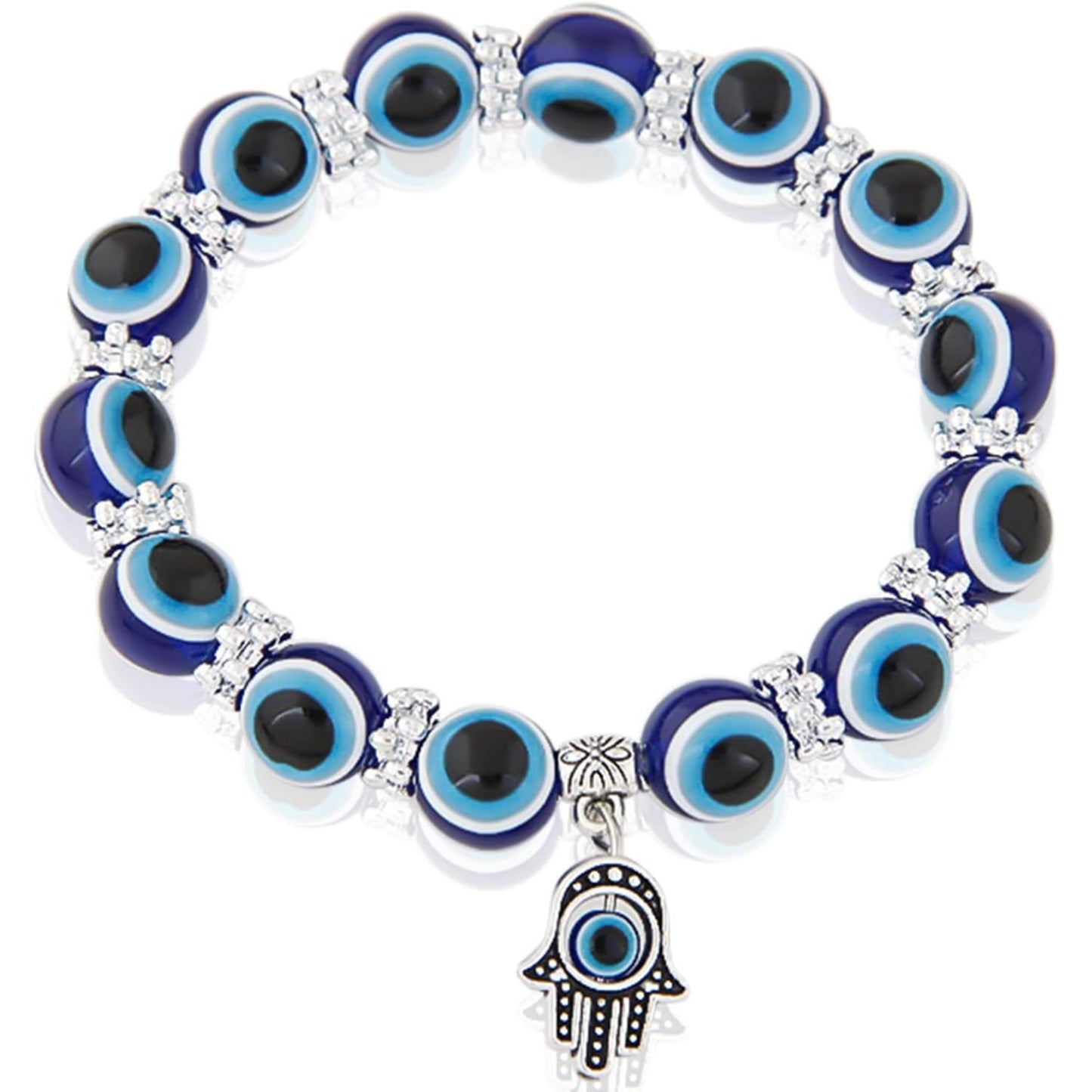 Hamsa Hand Beads Frame Charms,30 Pieces of Hamsa Evil Eye Pendant Hand of Fatima Symbol Charms Jewelry Making Findings for DIY Necklace Bracelet(Gold & Silver & Bronze)