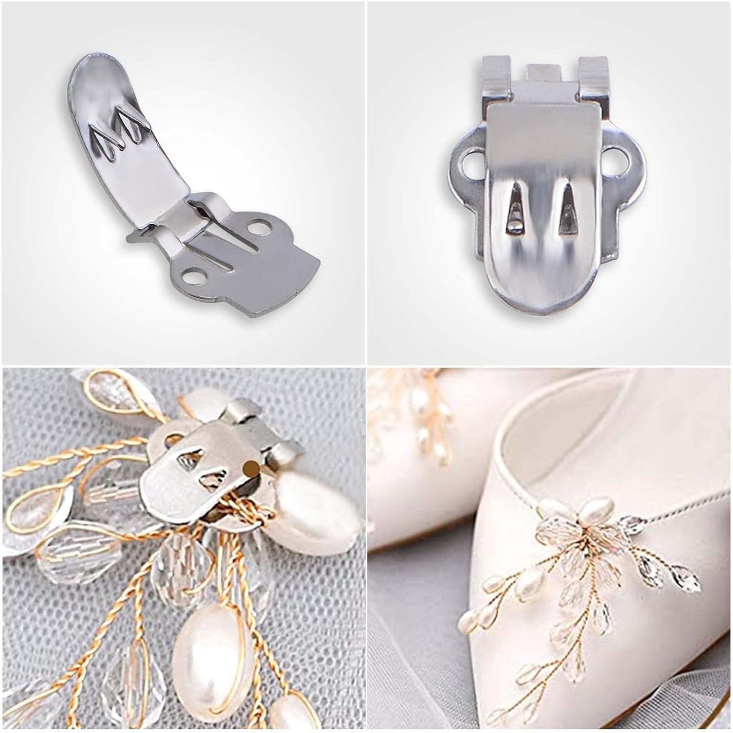 24 Pieces Stainless Steel Shoe Clips Foldable Flat Blank Shoe Buckle Clips Embellishments Accessories for DIY Craft Projects Shoes Decoration, 3 Sizes