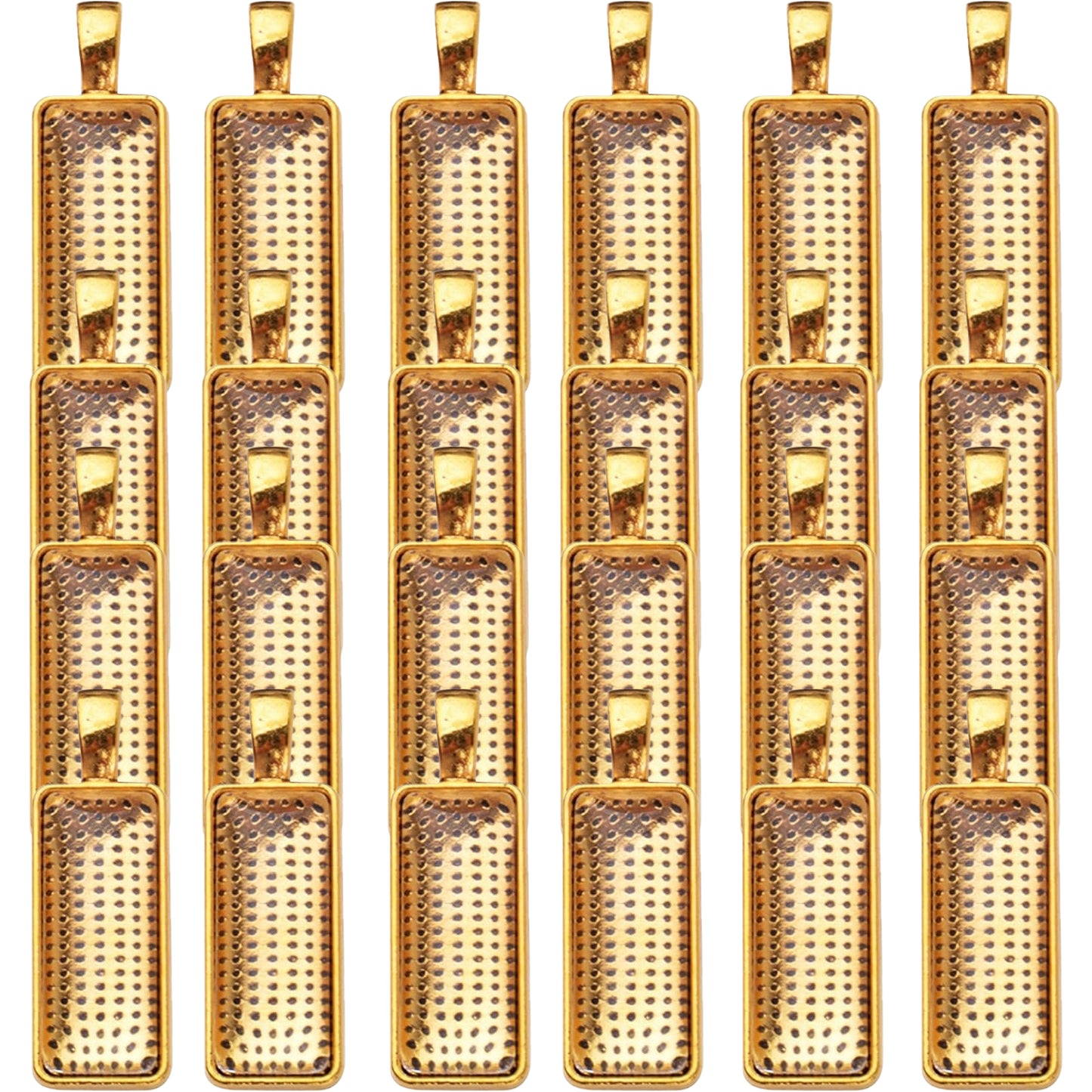 48pcs Pendant Trays Cabochons Set, 24pcs Rectangle Bezel Pendant Trays and 24pcs Glass Dome Cabochon Tiles for Jewelry Crafts Making, 6 Colors