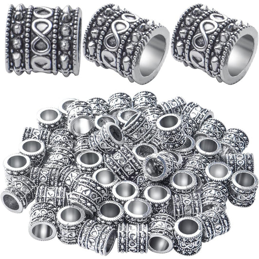 60pcs Antique Silver Rondelle Spacer Beads, Tibetan Alloy, 8mm Diameter x 8mm Thickness x 5.5mm Hole, Loose Beads for Jewelry DIY Bracelet Necklace Making and Crafting