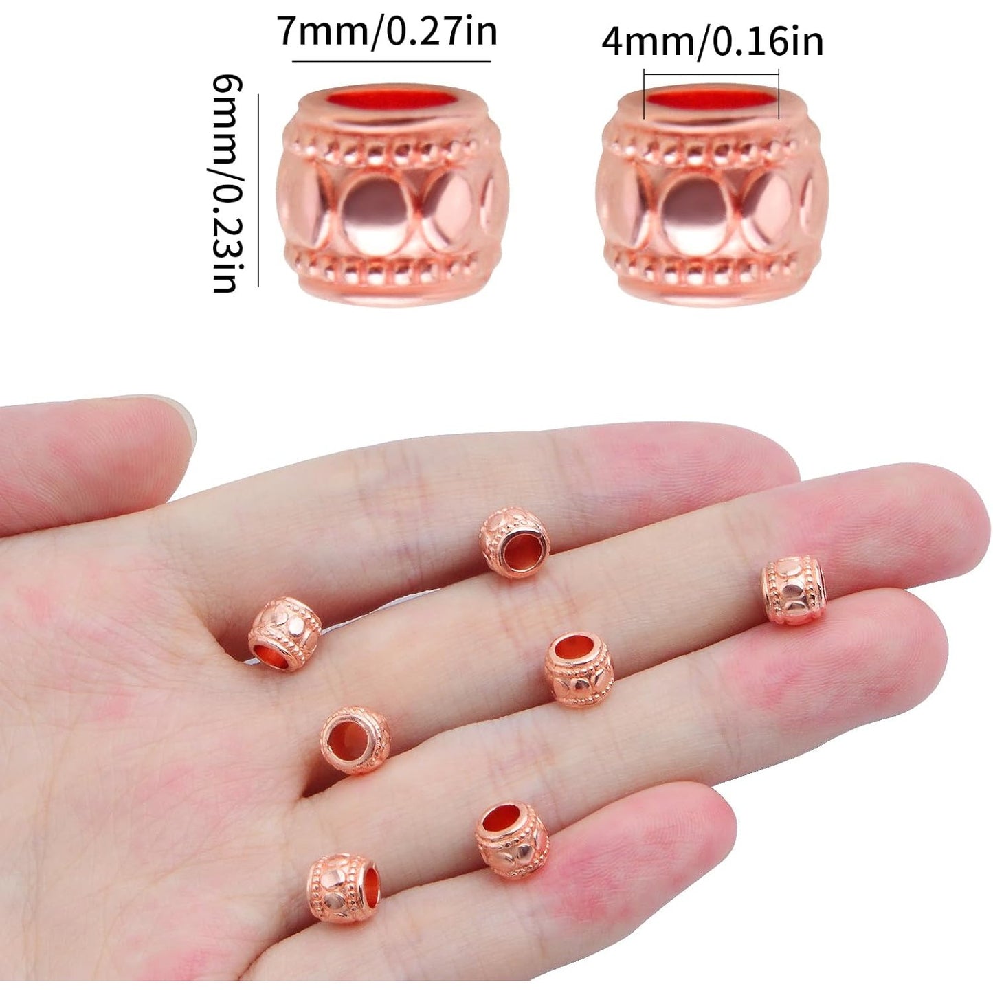 100pcs Alloy Round Column Spacer Beads European Large Hole Tube Loose Beads Bulk Metal Spacers Craft Supplies for DIY Bracelete Earrings Jewelry Making Decoration