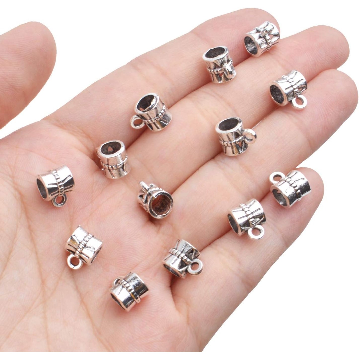 100cs Antique Brown Bail Beads Bracelets Charms Dangle Connectors Tibetan Spacer Beads for Jewelry Making Crafts DIY