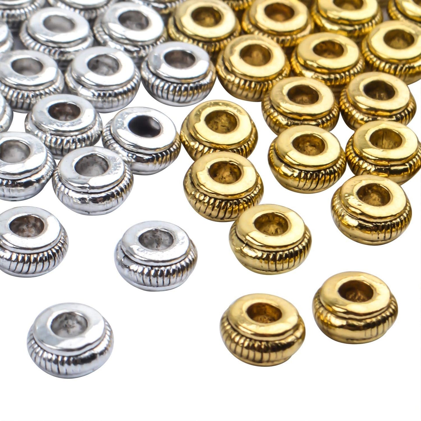 Tibetan Jewelry Findings,100pcs 7mm Antique Spacer Beads Tibetan Alloy Bead Spacers with 3mm Hole for DIY Necklace Bracelets Crafting,Pumpkin Shape