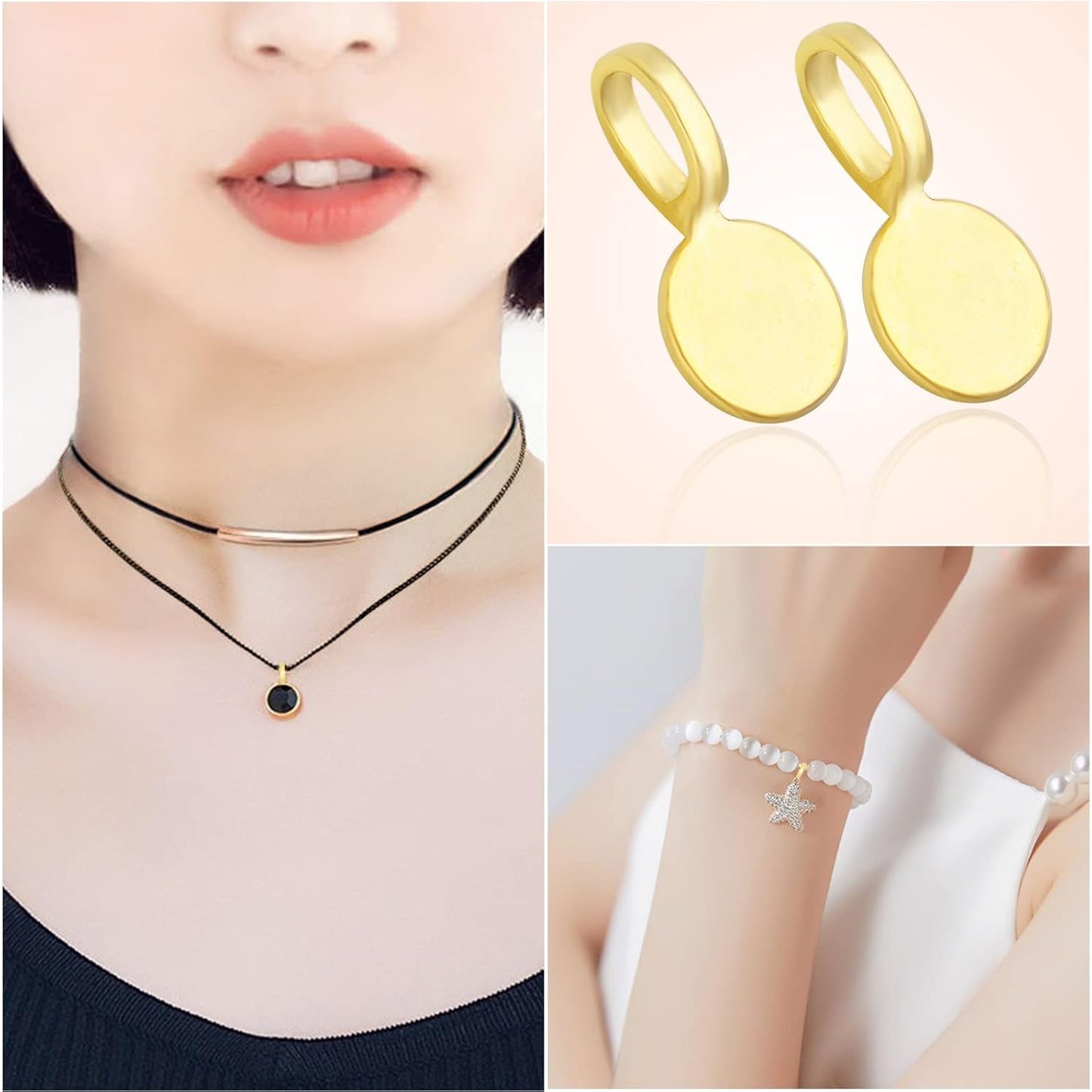 100pcs Silver Glue-on Flat Pad Bails Pendants Charms Connector Hanger for DIY Necklace Earrings Jewelry Making Accessories, 18 mm x 9 mm