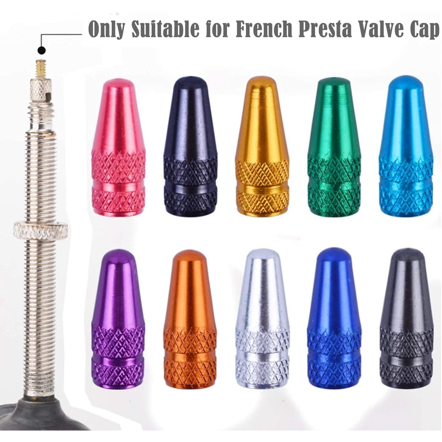 BronaGrand 40pcs Multi-Color Anodized Machined Aluminum Alloy Bicycle Bike Tire Valve Caps Dust Covers French Style Presta Valve Cap