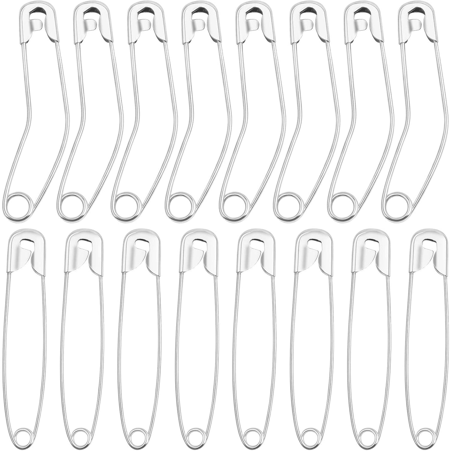 120pcs Silver Curved Safety Pins Metal Straight Safety Pins Rust-Resistant Quilting Basting Pins Bulk for Clothes Sewing Handicrafts Home Office Uses, 2 Styles