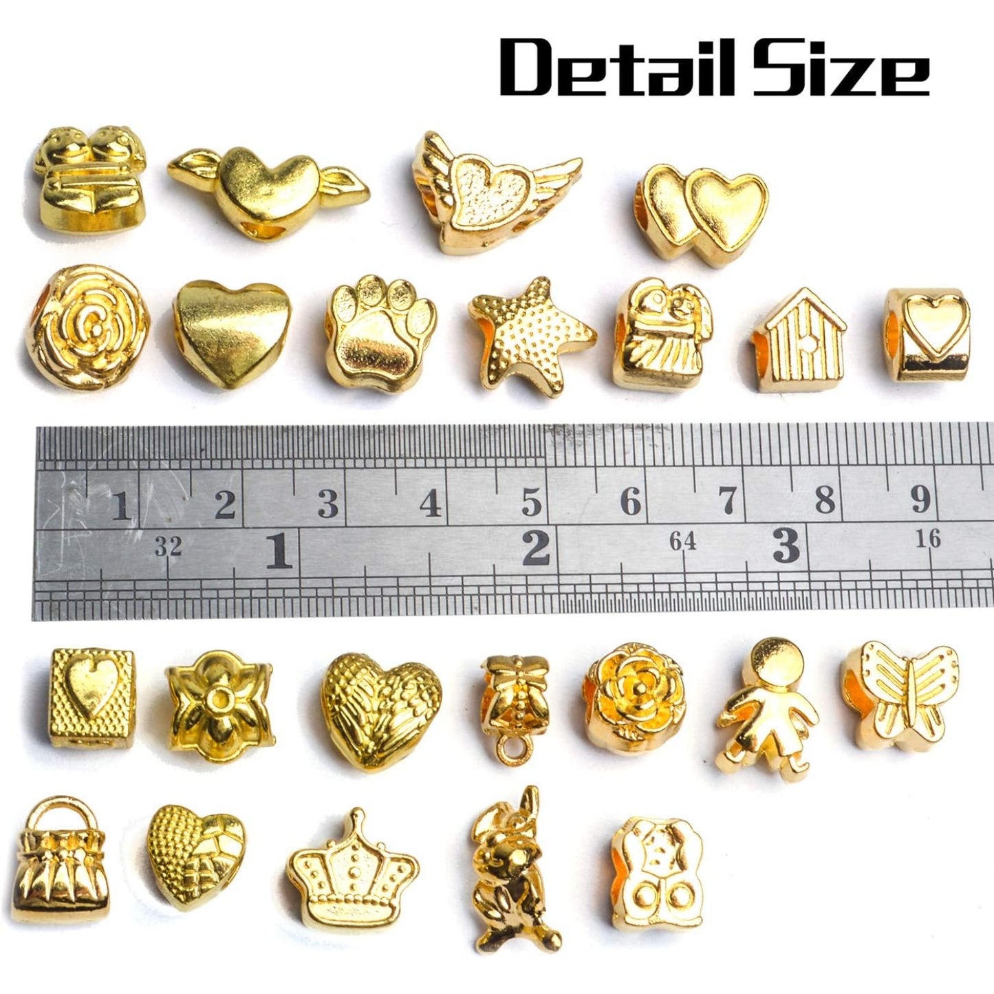 Golden Spacer Beads,100 Gram Large Hole Spacer Beads Metal Alloy Loose Beads Fit European Charm Bracelet for Jewelry Making Craft DIY