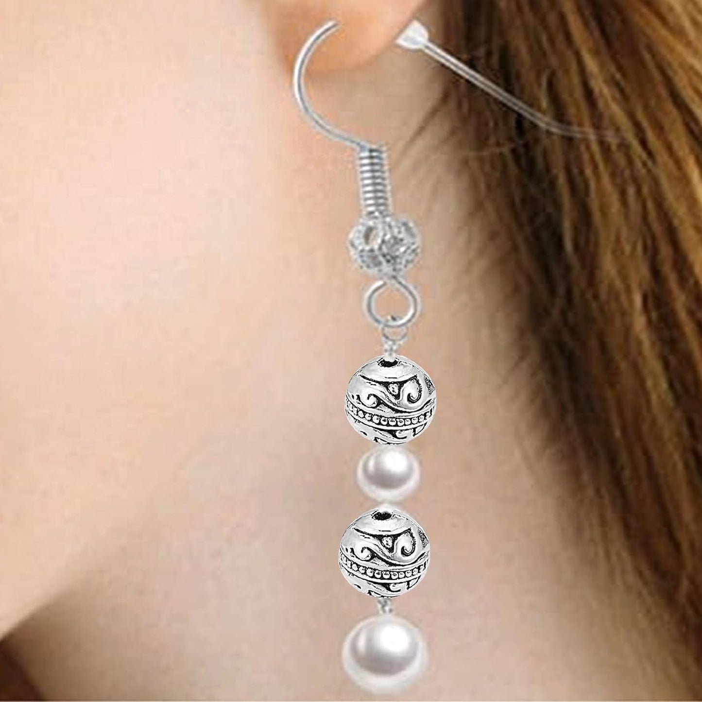 100pcs Antique Silver Round Spacer Beads Tibetan Alloy Ball Loose Bead Charms Metal Spacers Craft Accessories for DIY Bracelet Necklace Earrings Jewelry Making, 8 Mm