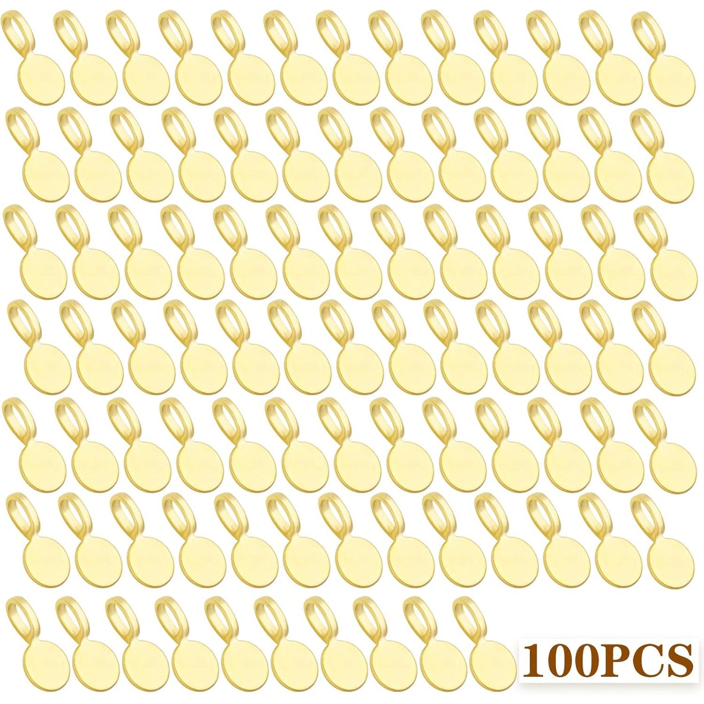 100pcs Silver Glue-on Flat Pad Bails Pendants Charms Connector Hanger for DIY Necklace Earrings Jewelry Making Accessories, 18 mm x 9 mm