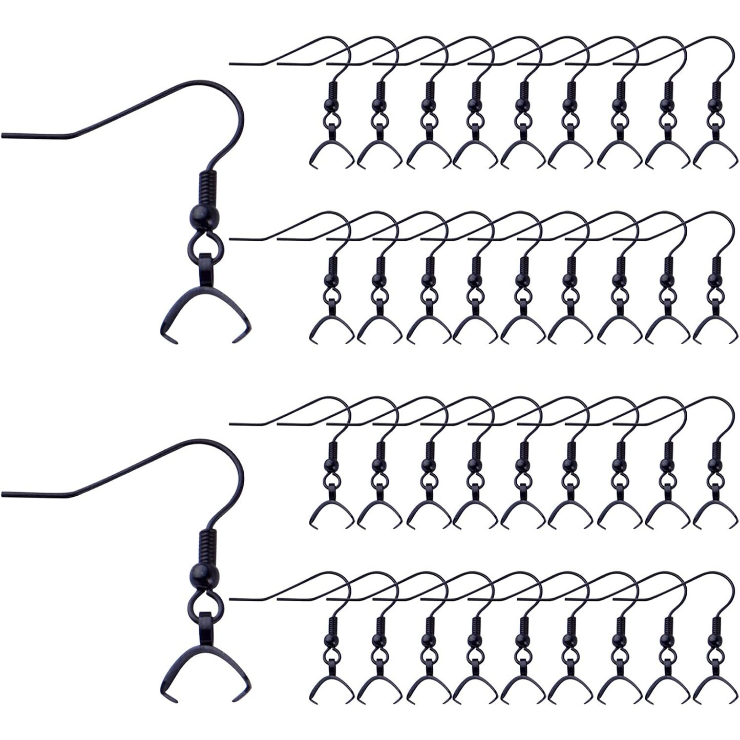Stainless Steel Earring Hooks, 50pcs Black With Pendant Clasp - Hypoallergenic Ear Wire Ball Hooks for Jewelry Making