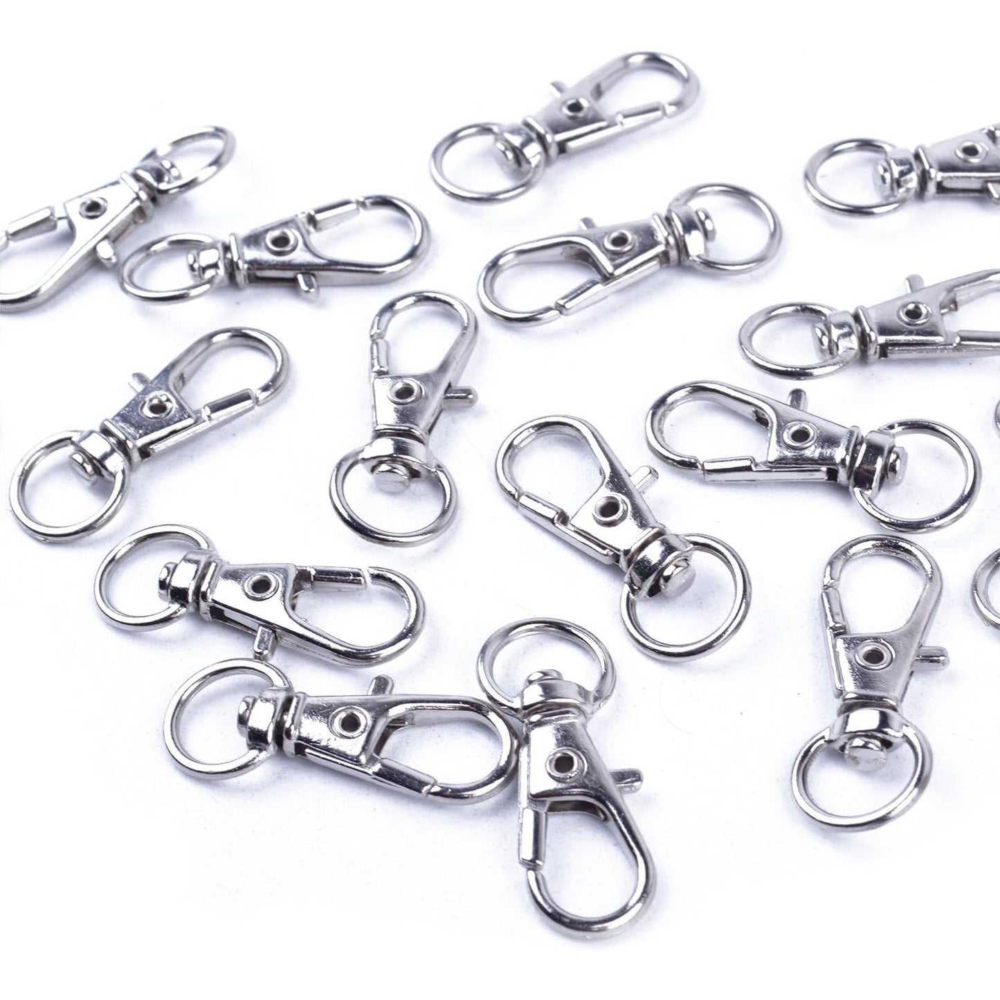 60 Pieces Metal Swivel Lanyard Snap Hook with Key Rings(Small Size)