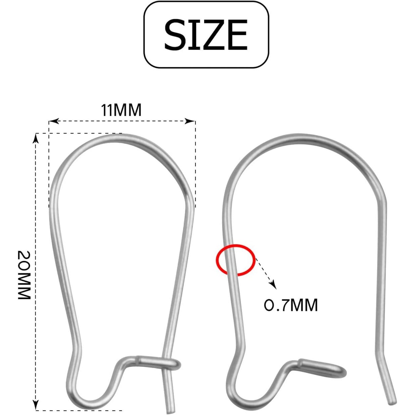 Earring Findings Bulk,100 Pieces Ear Wire Hooks Stainless Steel Hoop Earrings for Long Dangle Earrings Making