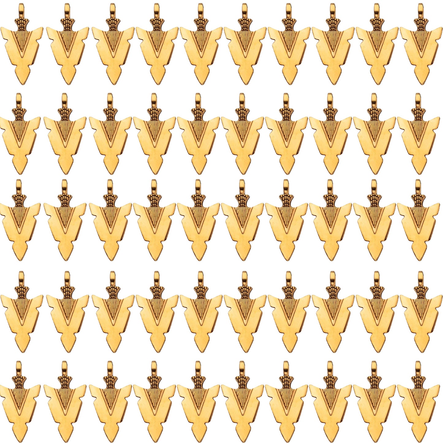 50 Pieces Tibetan Alloy Arrowhead Charms Vintage Chic Arrow Dangle Pendants Charms Craft Supplies for DIY Bracelet Necklace Jewelry Making Findings, Antique Golden