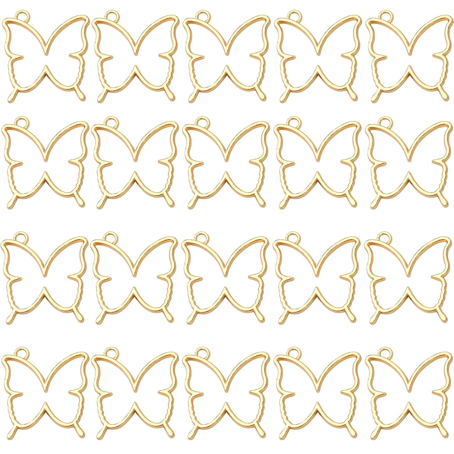 20pcs Butterfly Open Back Bezel Pendant Charm Resin Molds Hollow Frame Pendants for DIY Pressed Flower Crafts Jewelry Making Accessories