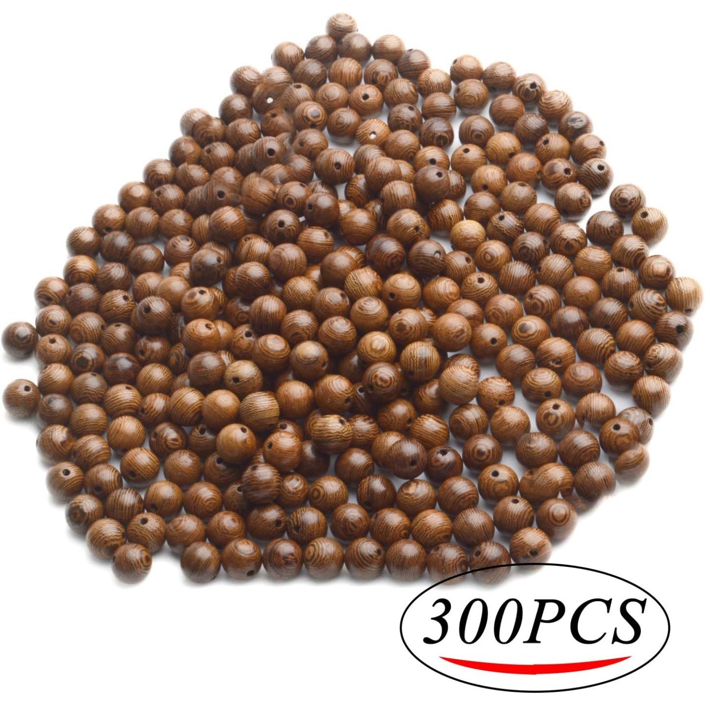 300pcs 10mm Dark Brown Wenge Wood Beads Natural Macrame Round Wood Bead Round Ball Bead Wooden Beads for Bracelets and Jewelry Making
