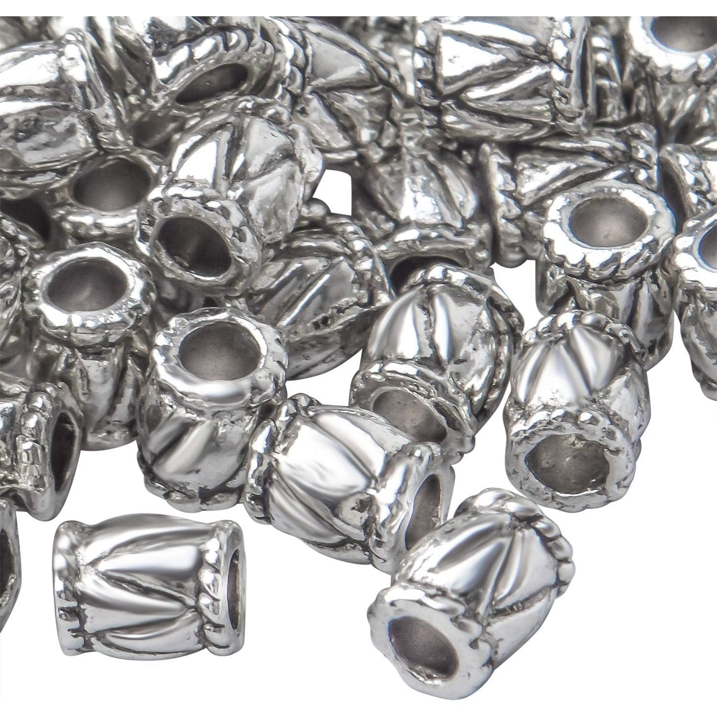 200pcs Antique Silver Column Spacer Bead Alloy European Style Barrel Bead Spacers Tube Beads Jewelry Spacer Charms for DIY Jewelry Making Crafts Supplies