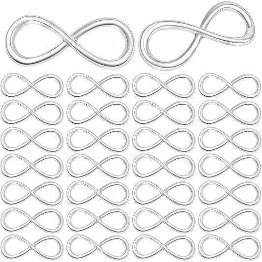 50 Pieces Silver Infinity Symbol Connector Charms Alloy Infinity Pendants for DIY Necklace Bracelet Jewelry Making Accessories, 31 mm x 12.5 mm