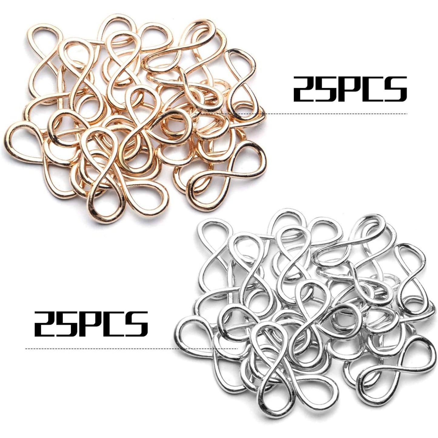 Infinity Connector Charms,50pcs Infinity Symbol Connectors Alloy Infinity Link Charms Silver and Golden Jewelry Accessories for DIY Necklace Bracelet,32x13mm
