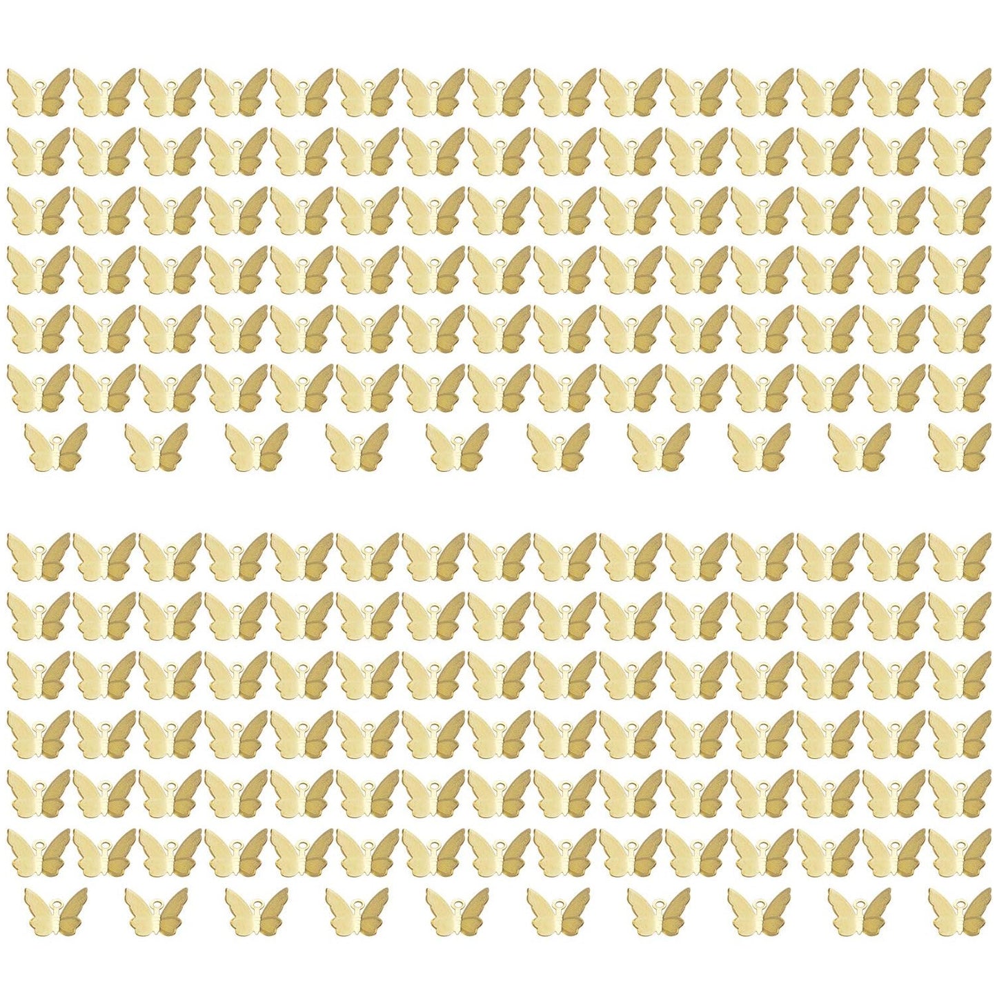 Butterfly Pendant Charms, 200 Pcs Mini Butterfly Charms Brass Butterfly Insect Pendant Craft Supplies Jewelry Findings Accessory for DIY Necklace Bracelet, Golden and Silver, 12.7x11mm