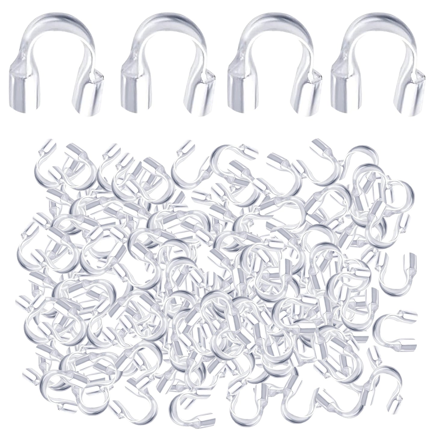 600pcs Wire Guardian U-Shaped Wire Guard Loops Wire Cable Thread Protectors with a Box Accessories for DIY Craft Earring Bracelet Necklace Jewelry Making, 6 Colors
