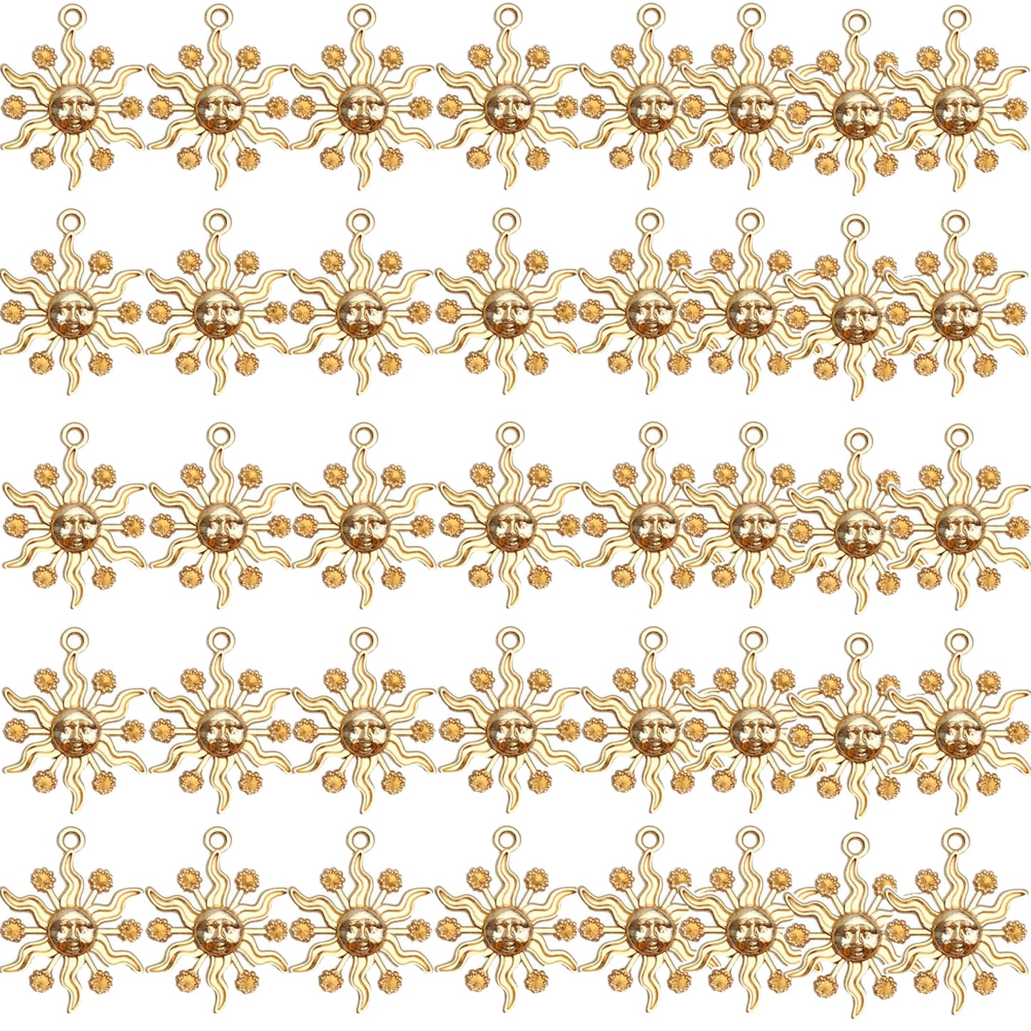 40pcs 23mm Alloy Celestial Sun Charms Tibetan Sun Smile Charm Jewelry Charms Pendants for DIY Earring Necklace Jewelry Findings Making Accessory