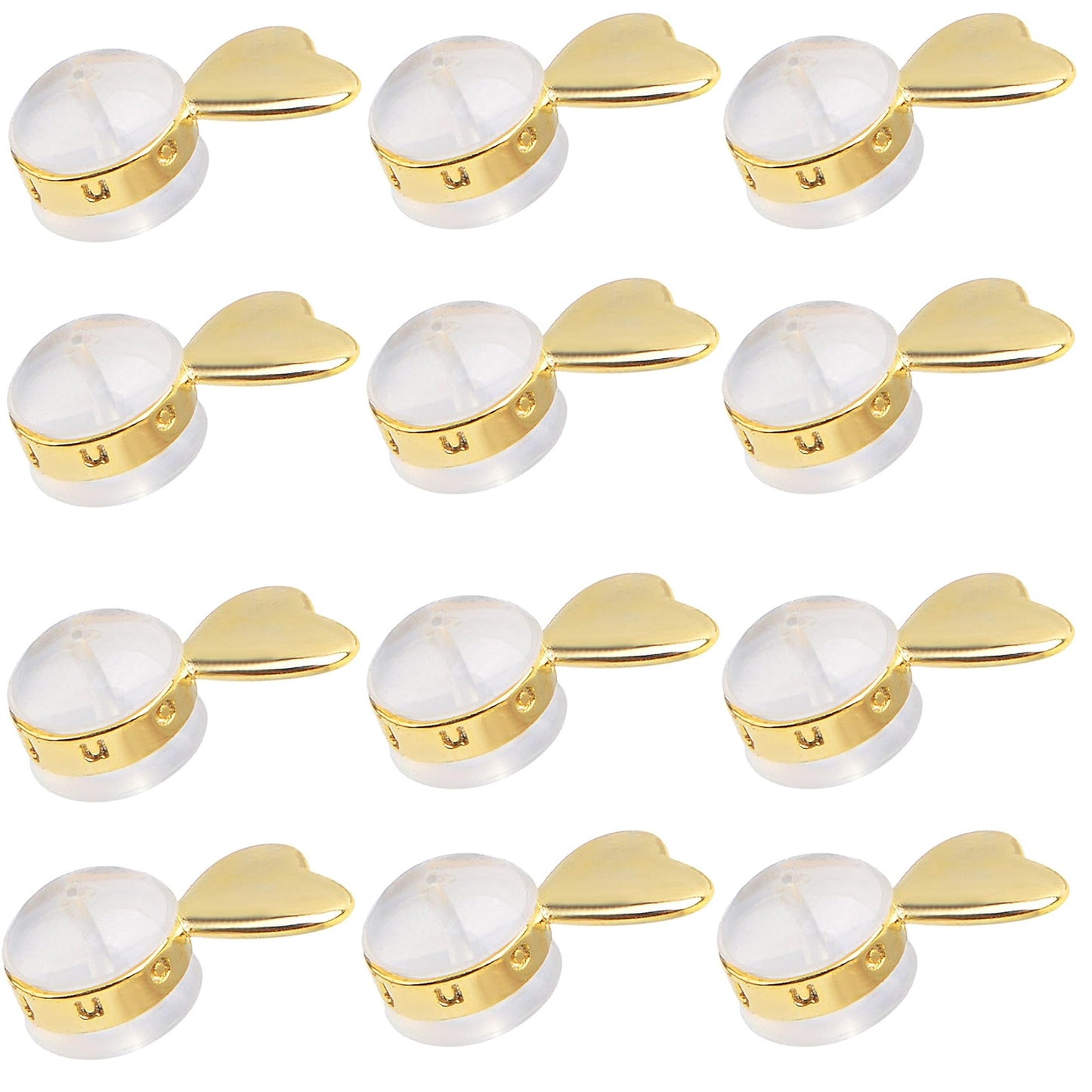 12pcs Soft Silicone Hamburger Heart Shaped Earring Backs Hypoallergenic Love Locking Secure Earring Backings Replacements for Studs Earring Hoops Fish Hooks, 2 Colors