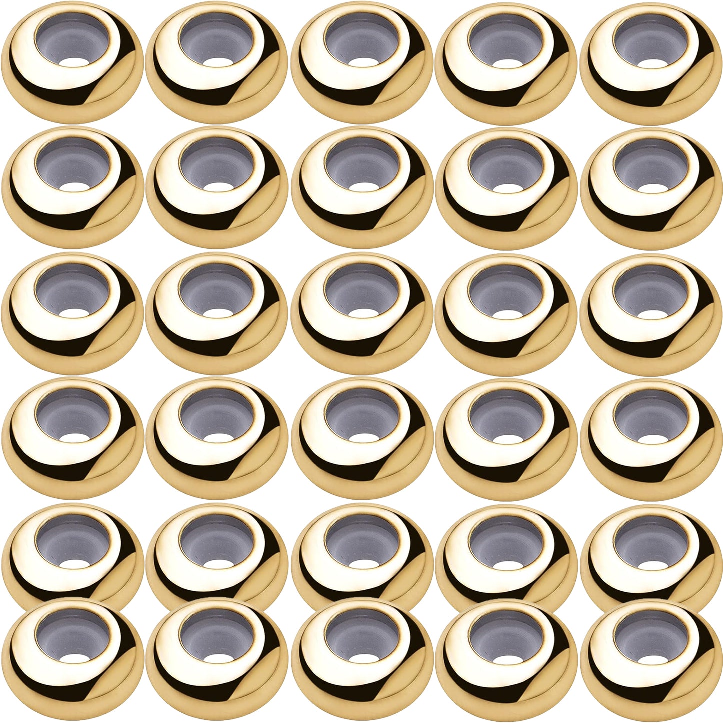 30pcs 8mm Insert Rubber Stopper Beads Brass Adjustable Slider Clasps Round Beads Positioning Spacer Beads Jewelry Making Accessories for DIY Bracelet Necklace Crafts, 3 Colors