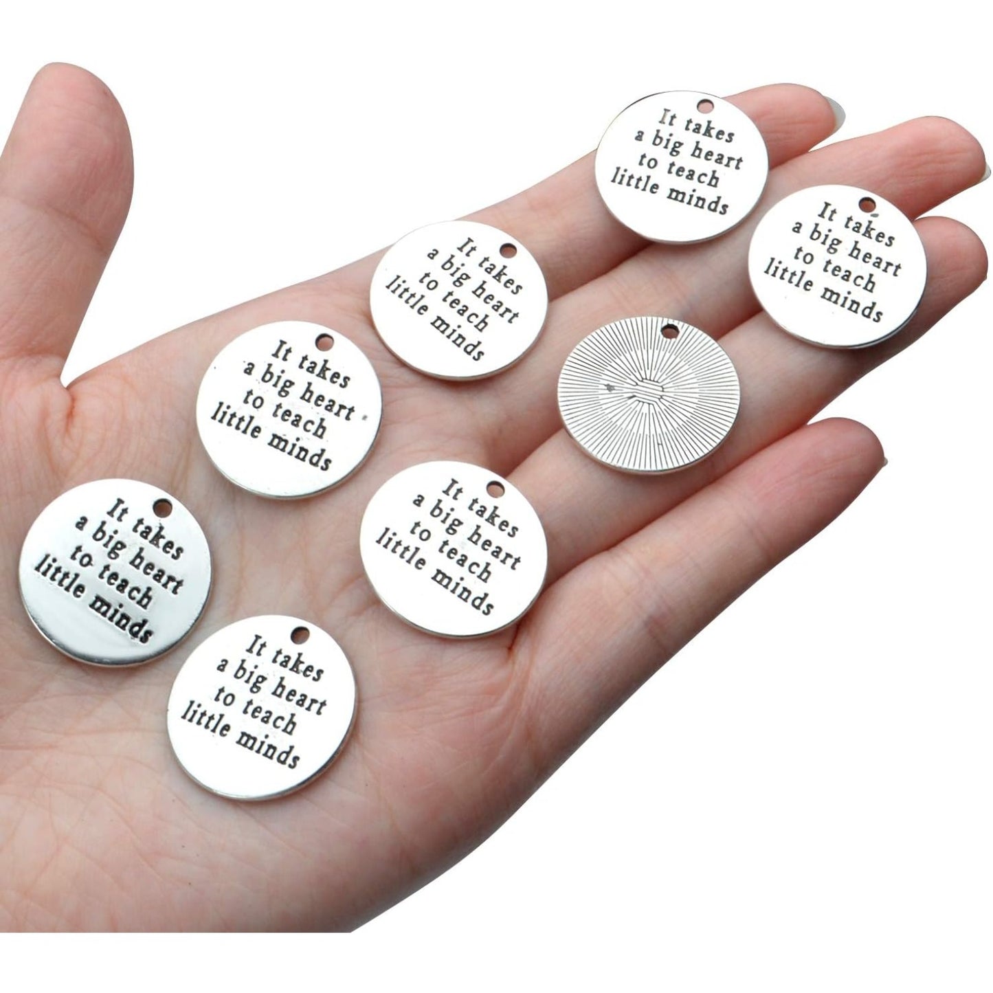 Inspirational Words Charms, 30pcs Lettering Saying Pendants (It takes a big heart to teach little minds) Charms Beads Jewelry Findings for DIY Necklace Bracelet