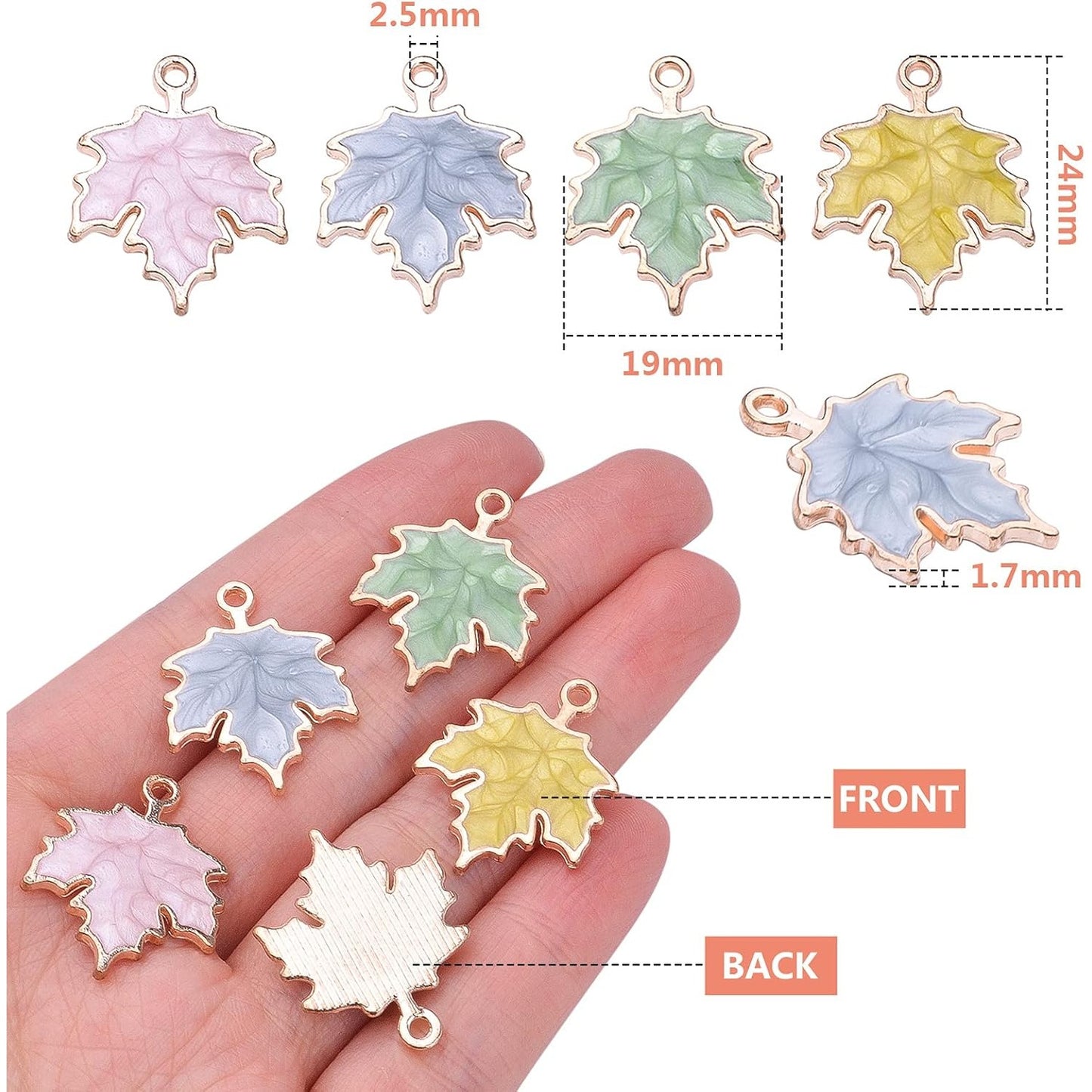 24pcs 4 Colors Maple Leaf Charms Alloy Autumn Fall Leaves Pendants Harvest Tree Leaves Charms Jewelry Making Accessories for DIY Earring Bracelet Necklace Craft Supplies