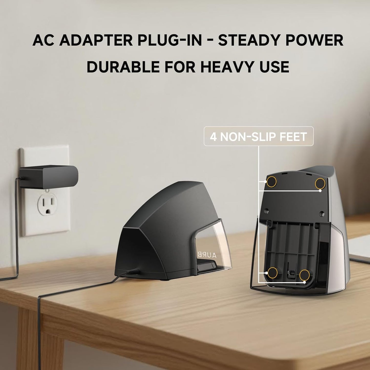 Aylifu Electric Pencil Sharpener for 6 to 8 mm Pencils Helical Blade Fast 4 Second Sharpening Large Shavings Bin Non Slip Feet Safe Design for Classroom Office and Home(S1131)