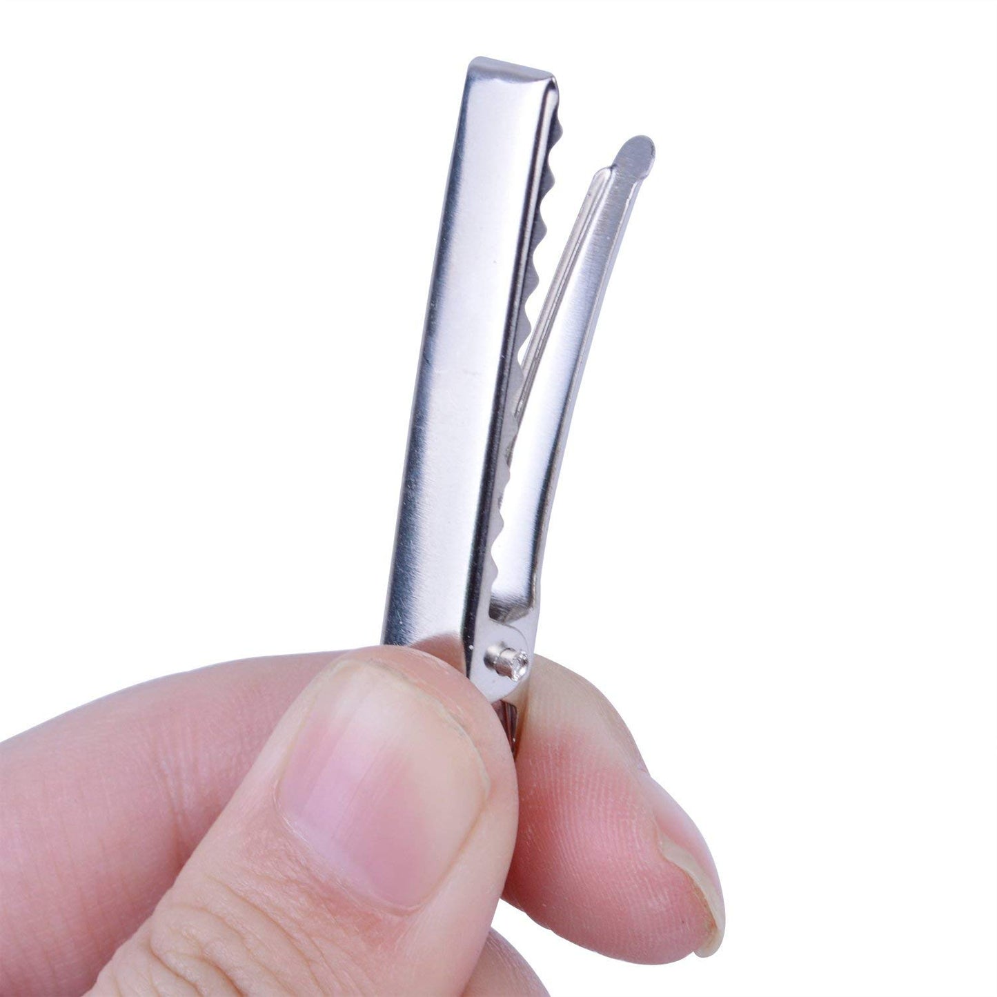 100pcs Silver 4.5cm Long Alligator Hair Clip with Teeth for Arts & Crafts Projects, Dry Hanging Clothing, Office Paper Document Organization,Hair Care