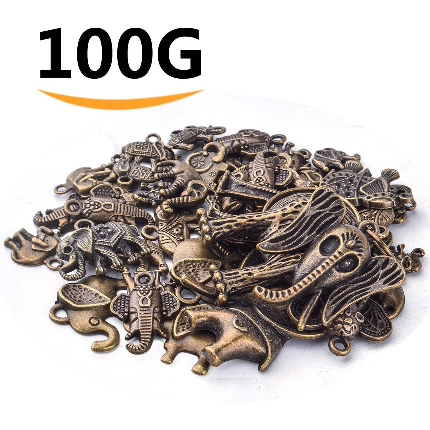 100g Antique Bronze Elephant Charm Pendants Tibetan Alloy Animal Charms Elephant Bead Charm Craft Supplies for Jewelry DIY Necklace Bracelet Making Accessory, Mixed Styles