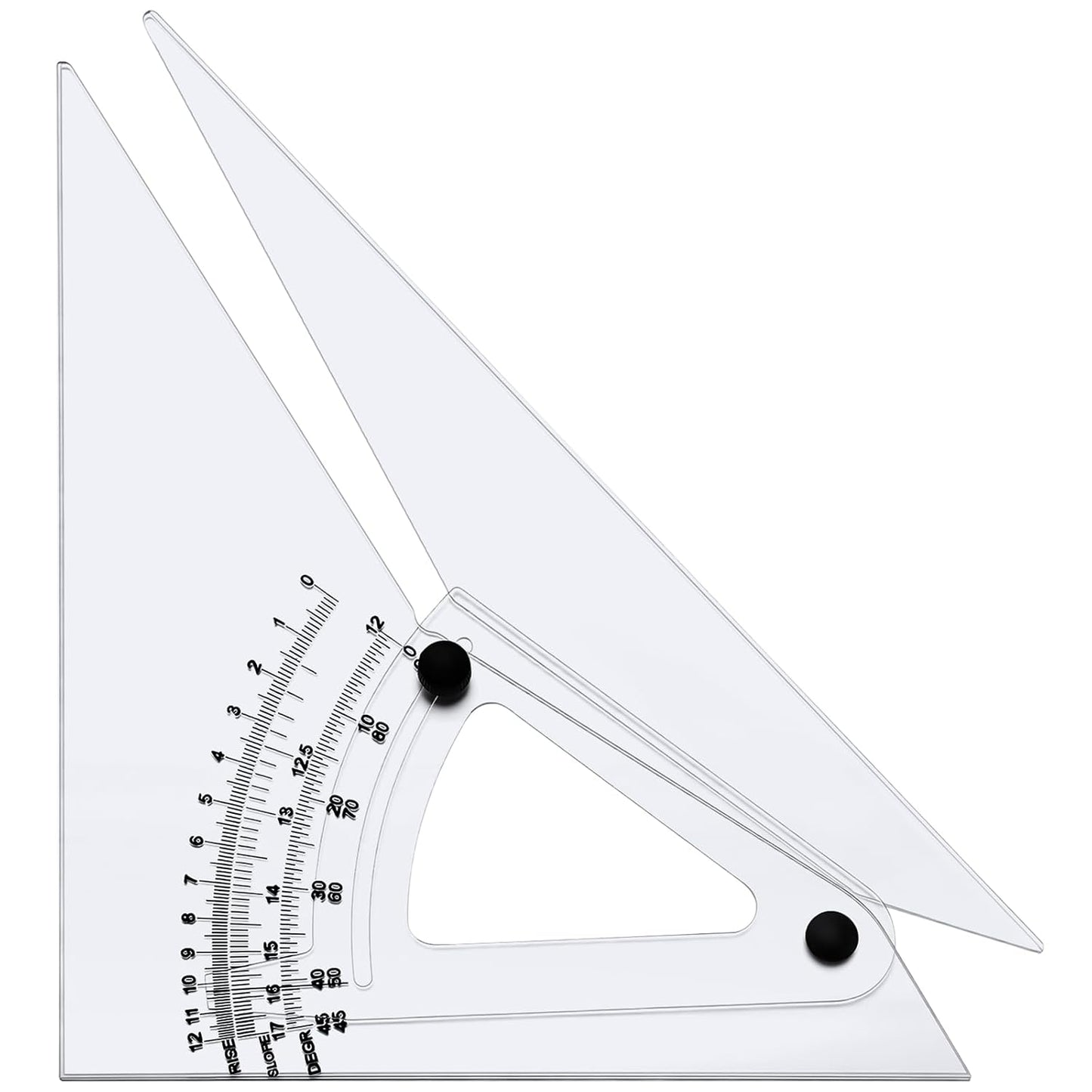 Aylifu 12 Inch Adjustable Triangle Acrylic Adjustable Drafting Triangle Computing Trig Scale for Drafting Architect Engineer Educational Supplies
