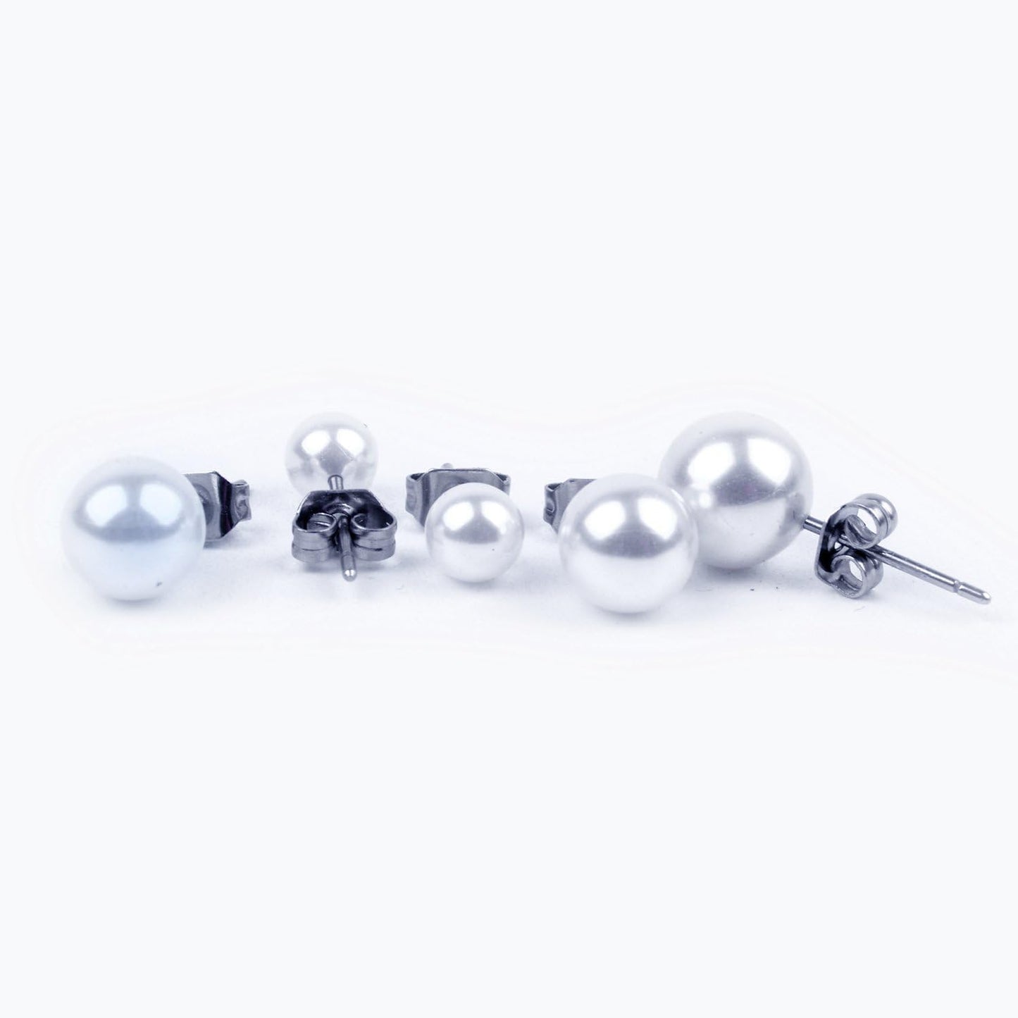 5 Pairs Faux Pearl Stud Earrings,Stainless Steel Hypoallergenic Starter Set for Women