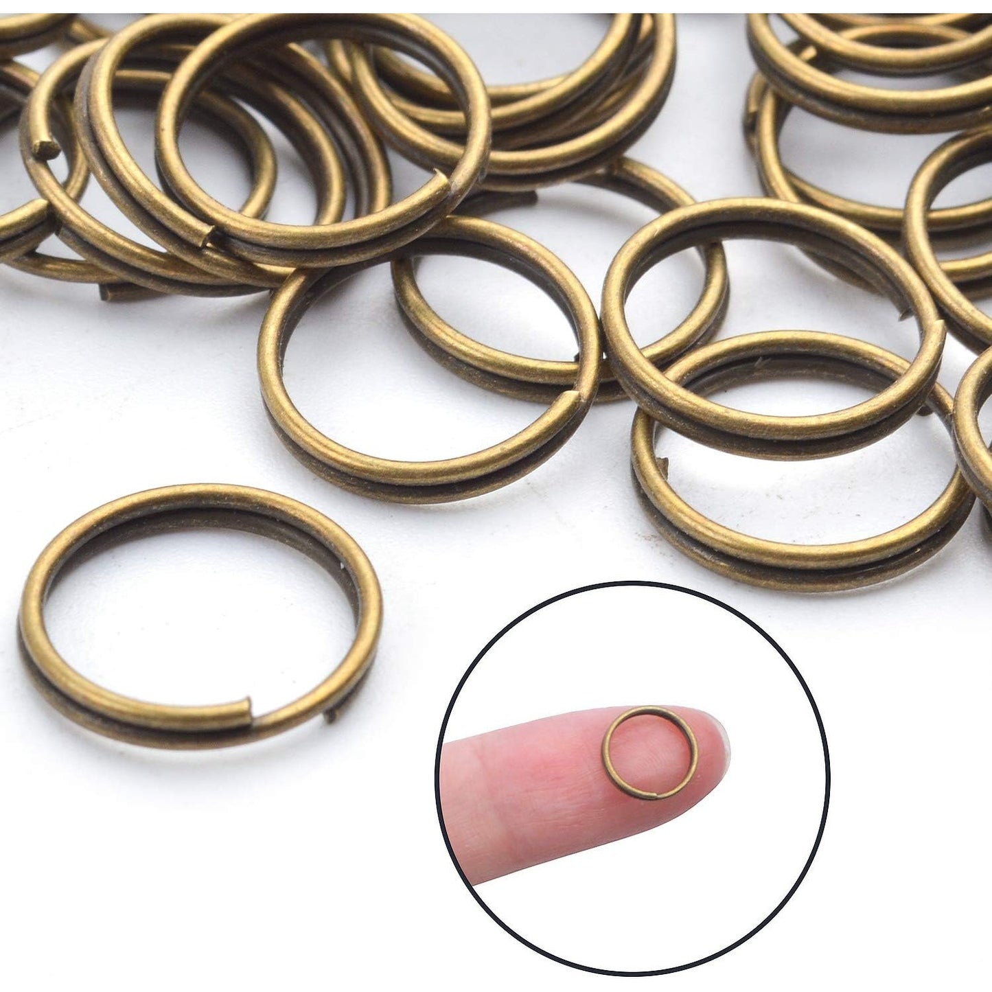 200 Pieces Small Bronze Key Chain Rings Split Ring Key Chains for Keys Organization,10mm Diameter