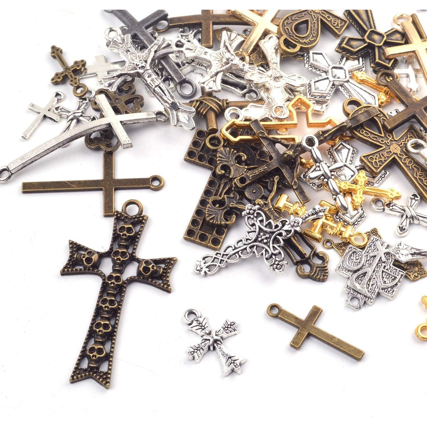 100g Mixed Crosses Charms Pendants for Jewelry Making, DIY Necklace, Bracelets, Earrings