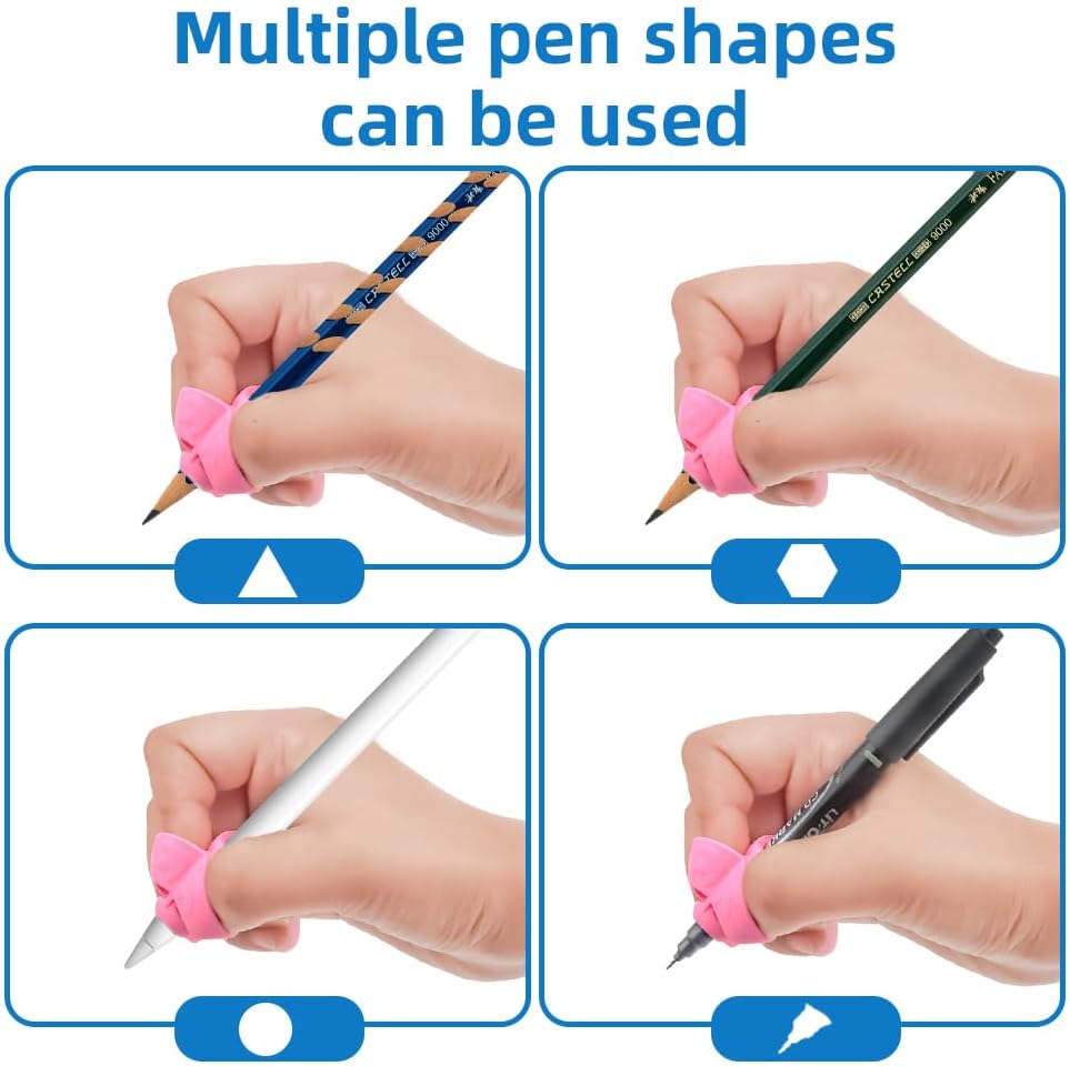 HENDEVL  Grips for Pencil for Kids Handwriting, 8 Pcs Pen Grips, Ergonomic Pencil Grippers Holder for Kids, Writing Posture Correction with Cushion for Toddlers, Adults, Preschooler, Special Education Supplies
