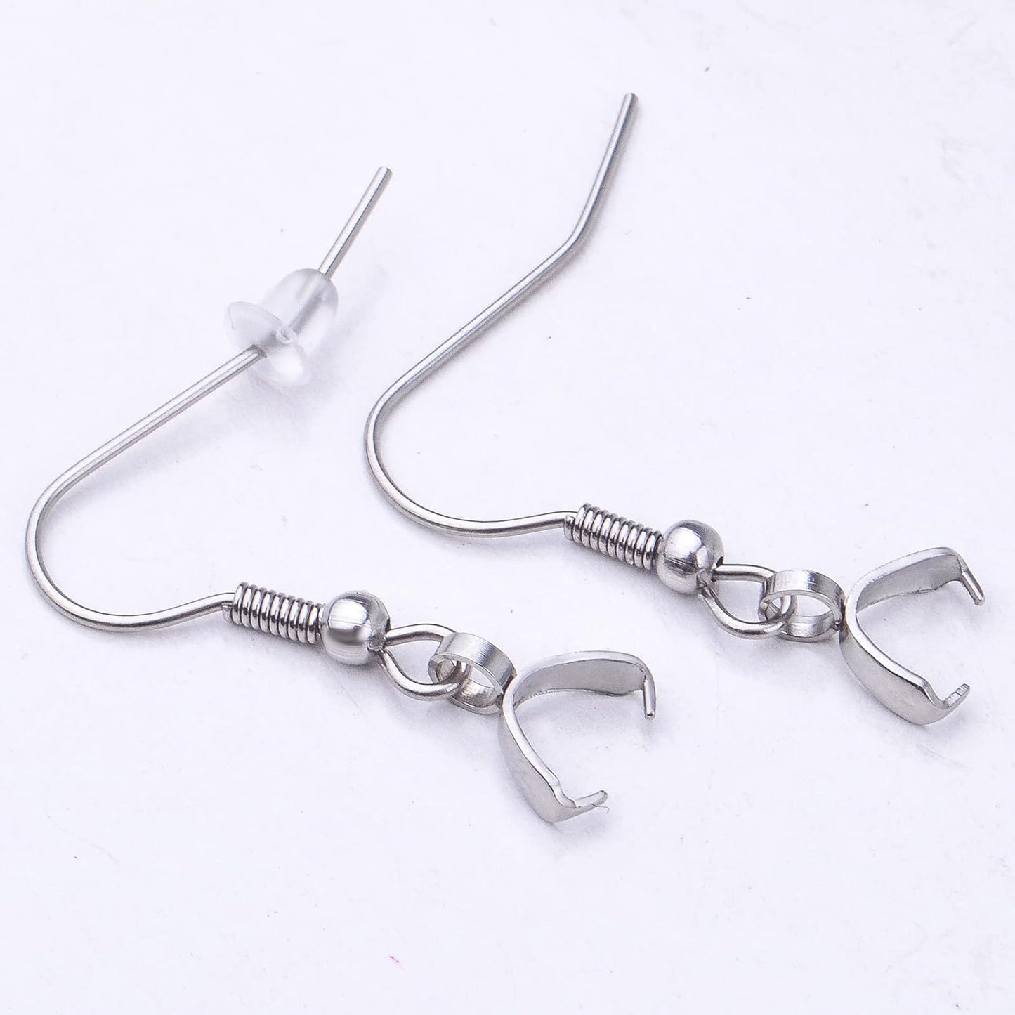 30pcs Stainless Steel Earring Hooks Ear Wire Buckle French Fish Hook Earrings with Pendant Clasp and 30pcs Silicone Bullet Earring Backs for DIY Craft Jewelry Making, Golden