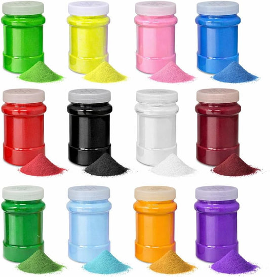 HENDEVL 16.5 Lb (12 Pack) Colored Sand for Crafts, 22 oz Each,12 Sand Art Colors Non-Toxic Craft Sand Colored with Storage Container, Non Toxic Spring Summer Teachers Classroom Supplies Tool Sands for Kids