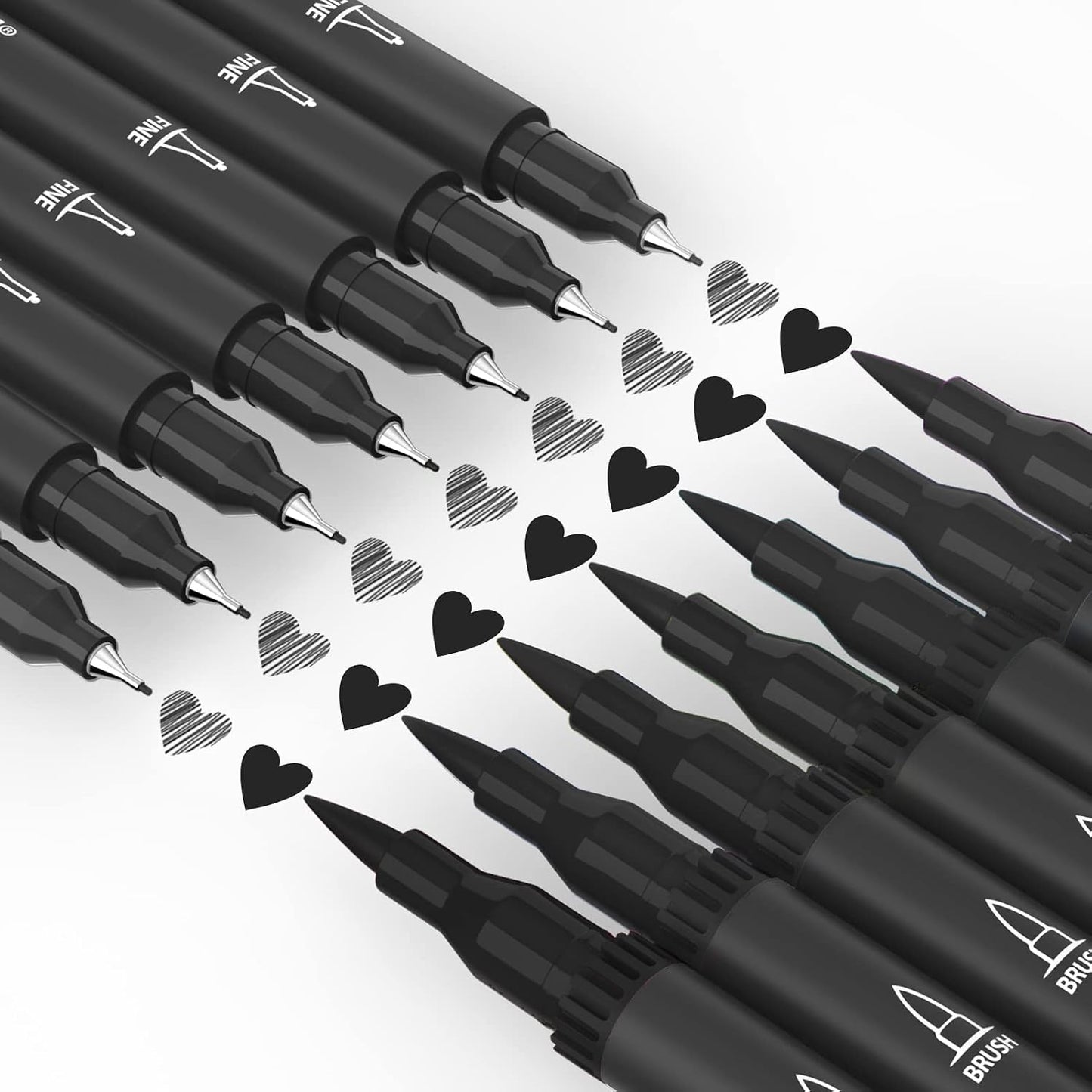 HENDEVL  Drawing Pens, 12 Pack Dual Brush Pens Black Markers for Art Drawing Sketching