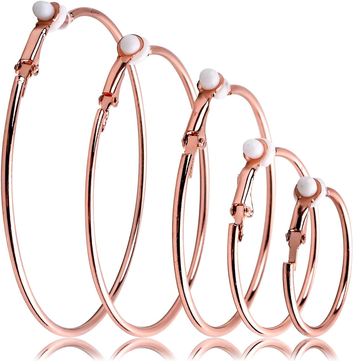 5 Pairs Gold Clip on Earrings Hoop Non Piercing Women Clip Earrings for Women, 5 Sizes