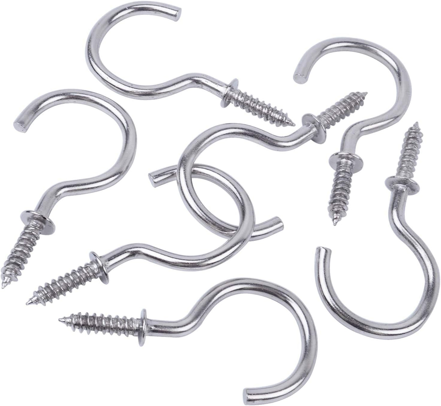 50 Pieces Metal Screw-in Ceiling Hooks Cup Hook,Screw Hanger for Hanging Plants Mugs Kitchen Utensils Wind Chimes 1-1/4"(Silver)