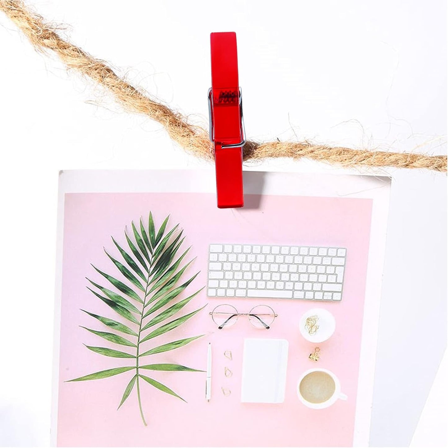100 Pieces Clear Plastic Clothespins Mini Transparent Craft Clips Pictures Paper Peg Pins for Hanging Photos String Fairy Lights Wedding Party Decor, Red