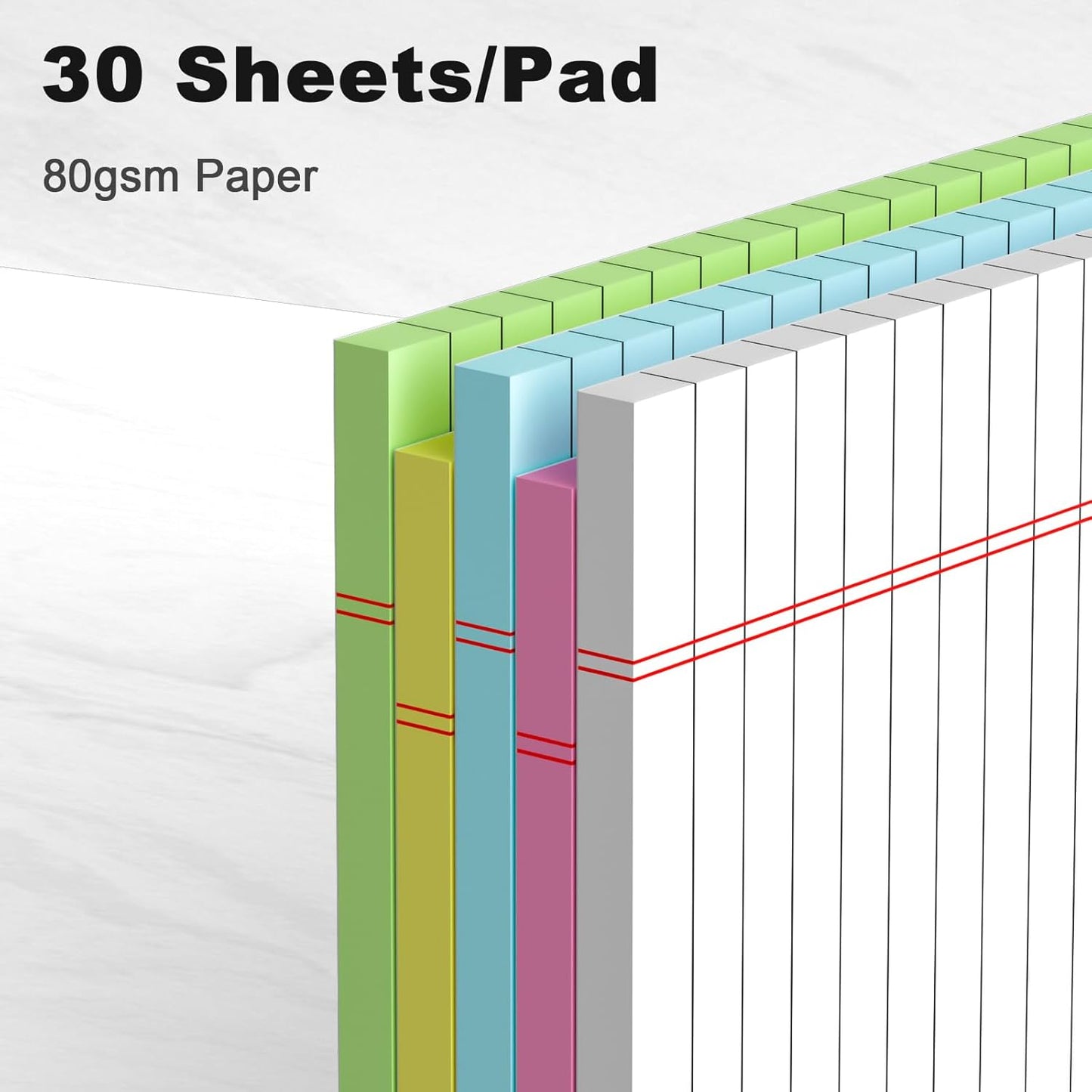 Aylifu 5pcs Small Note Pads 5x8 Notebook College Ruled Legal Pads Color Notepads 5 Pack Study Back Writing Pads 5 x 8 Perforated Narrow Ruled Pads of Paper for School & Office Supplies 30 Sheets/Pack